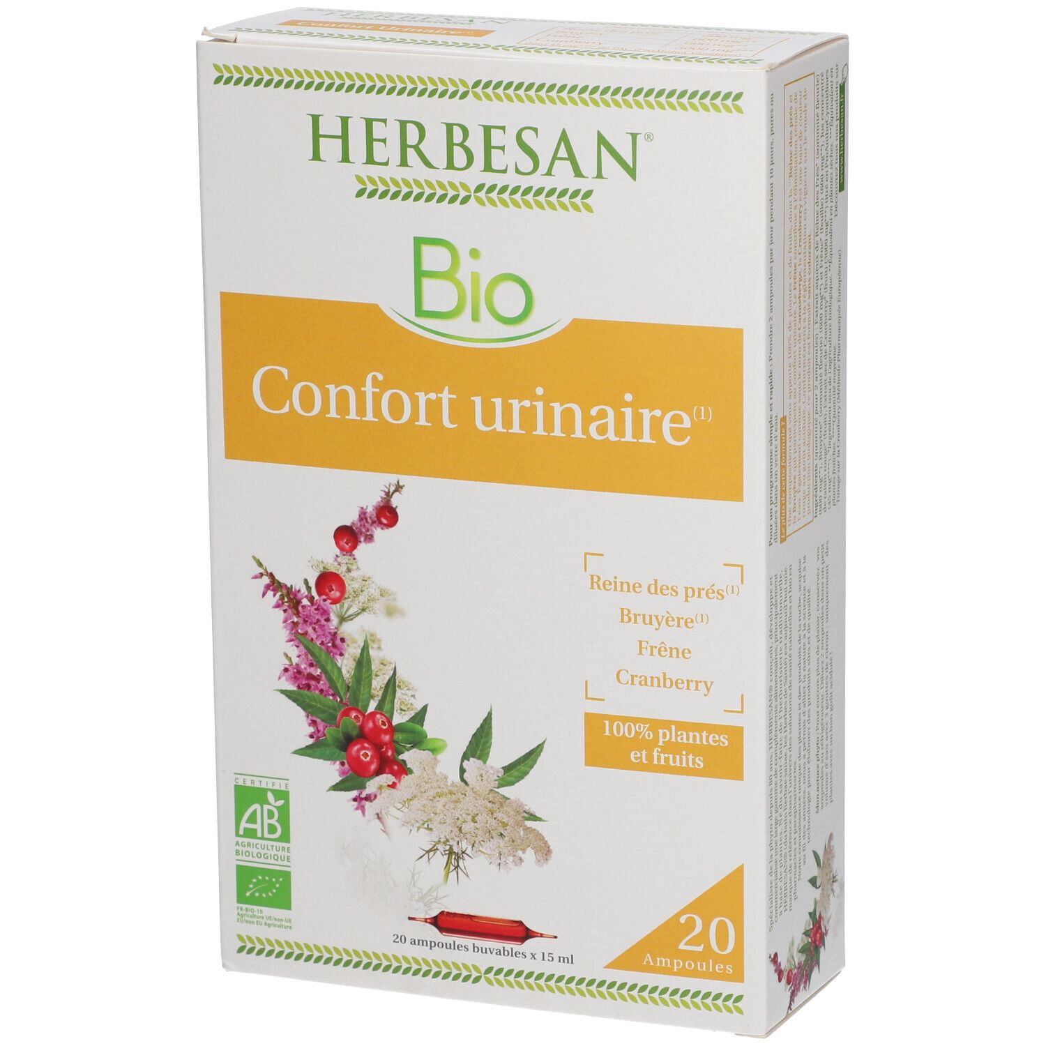 HERBESAN0® Reine des prés Confort urinaire Bio Ampoule