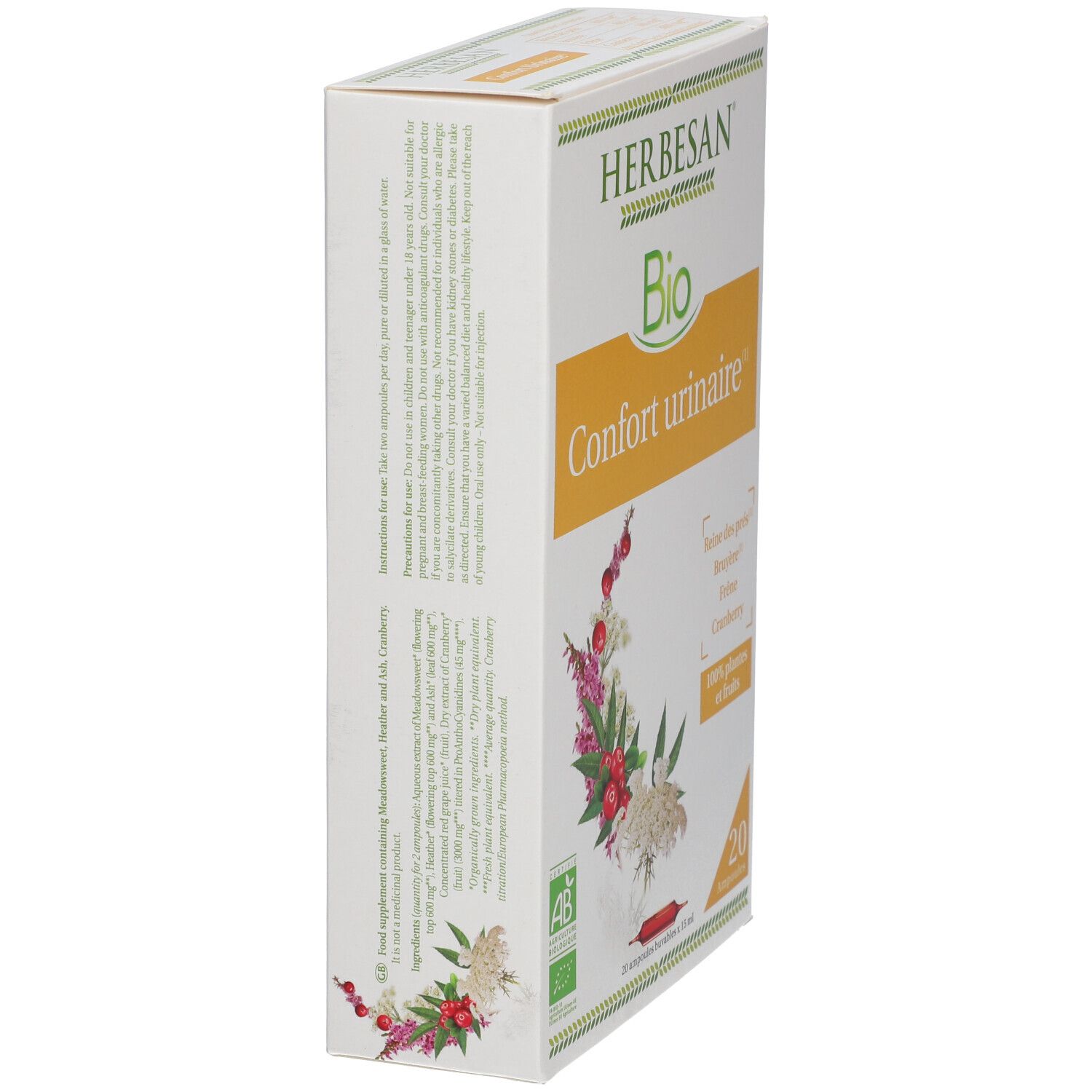 HERBESAN0® Reine des prés Confort urinaire Bio Ampoule