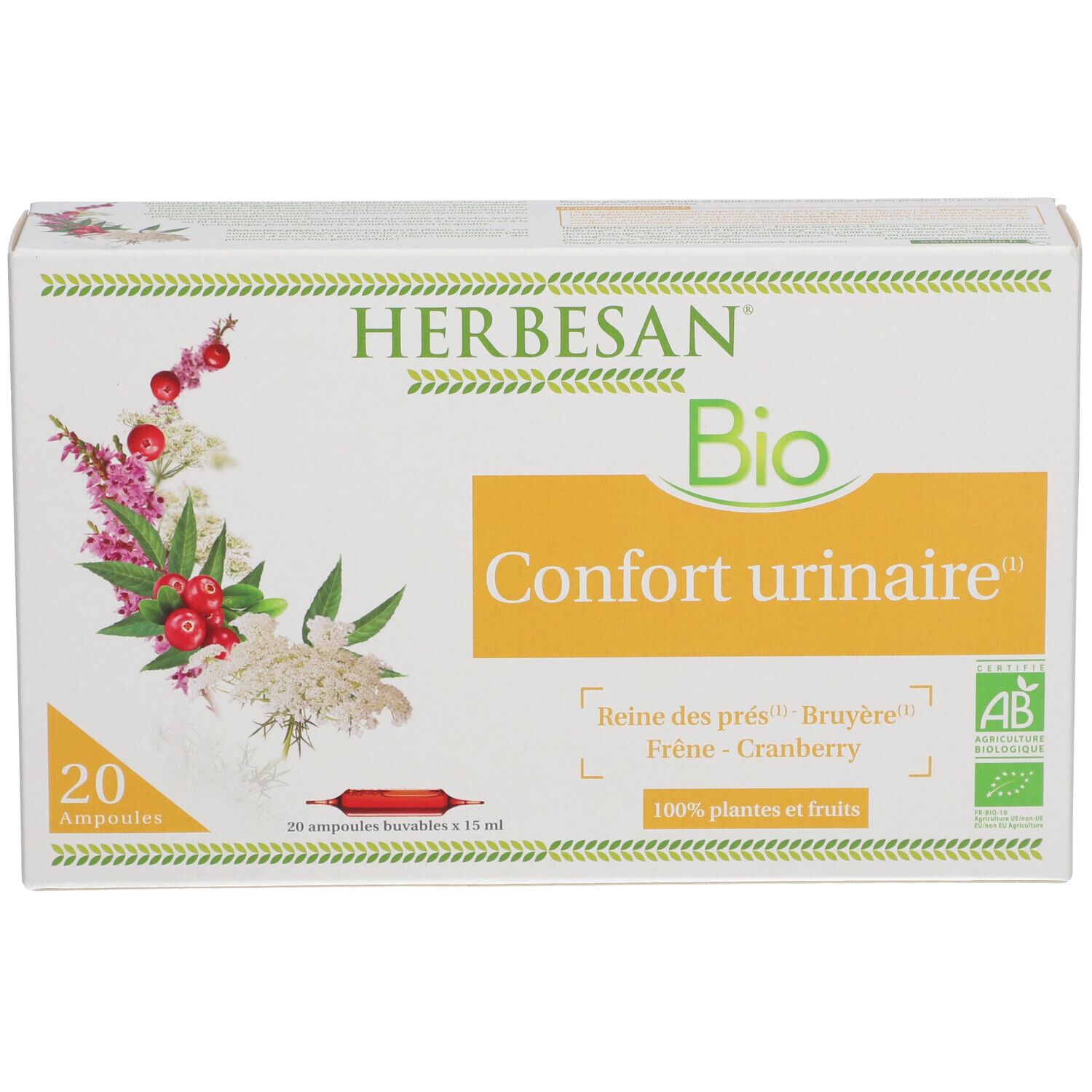 HERBESAN0® Reine des prés Confort urinaire Bio Ampoule