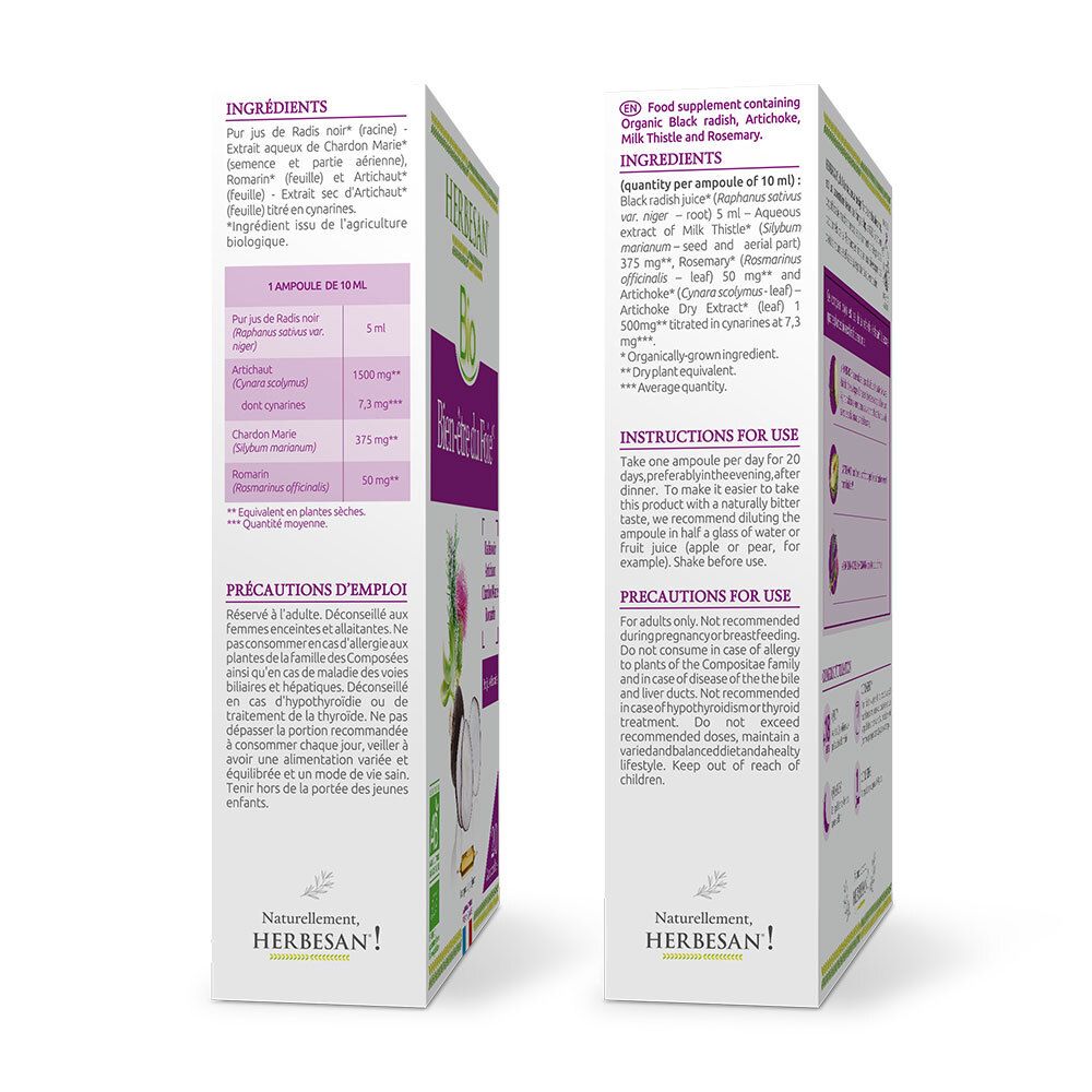 Herbesan Bio Bien-être du Foie Radis Noir Artichaut Romarin