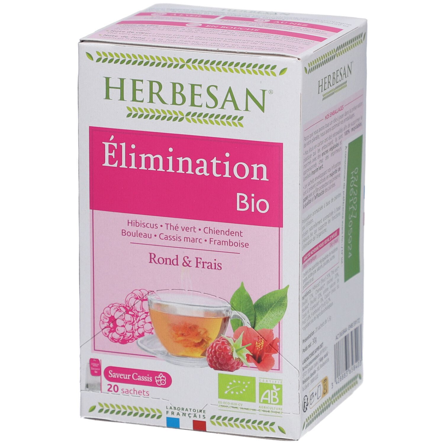 Herbesan Infusion Bio Hibiscus Goût Framboise Citron