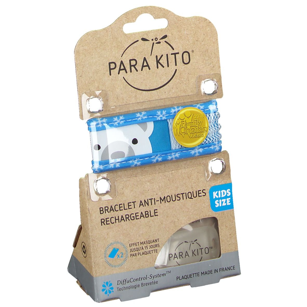 PARA KITO™ KIDS Bracelet anti-moustiques ours bleu