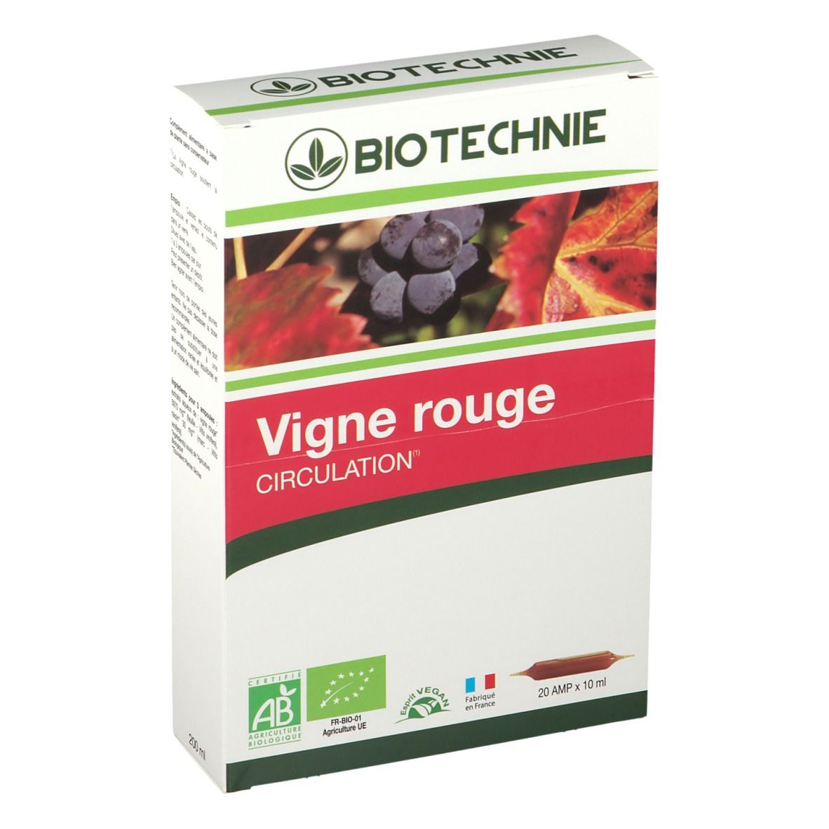 Biotechnie Vigne Rouge et Hamamélis Bio Circulation 20 ampoules | Pas cher