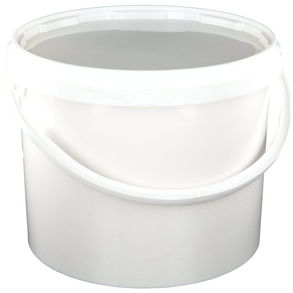 Seau blanc avec couvercle et anse.