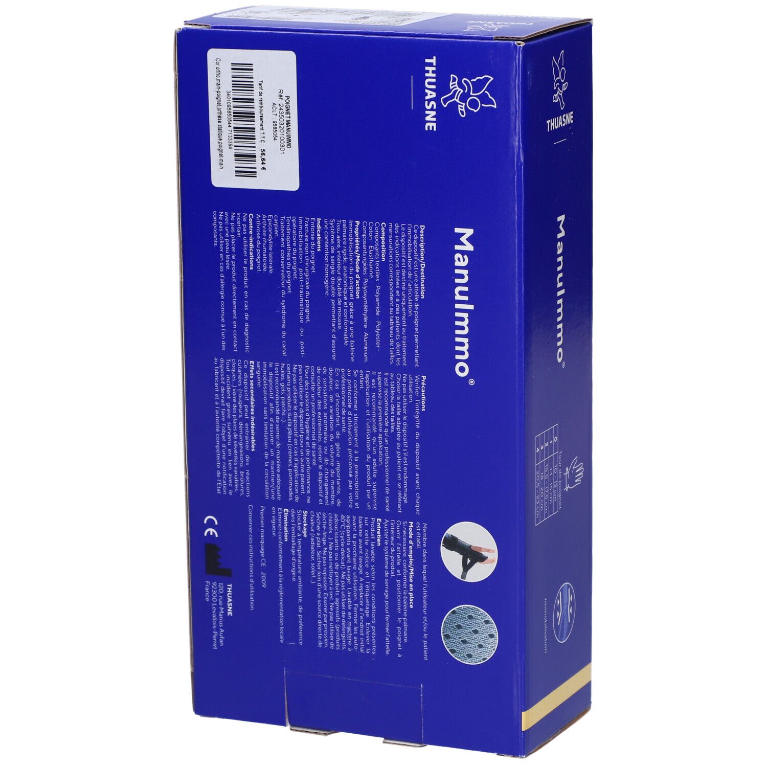 MANUIMMO - Attelle de poignet main d'immobilisation, rigide. droit, taille 1