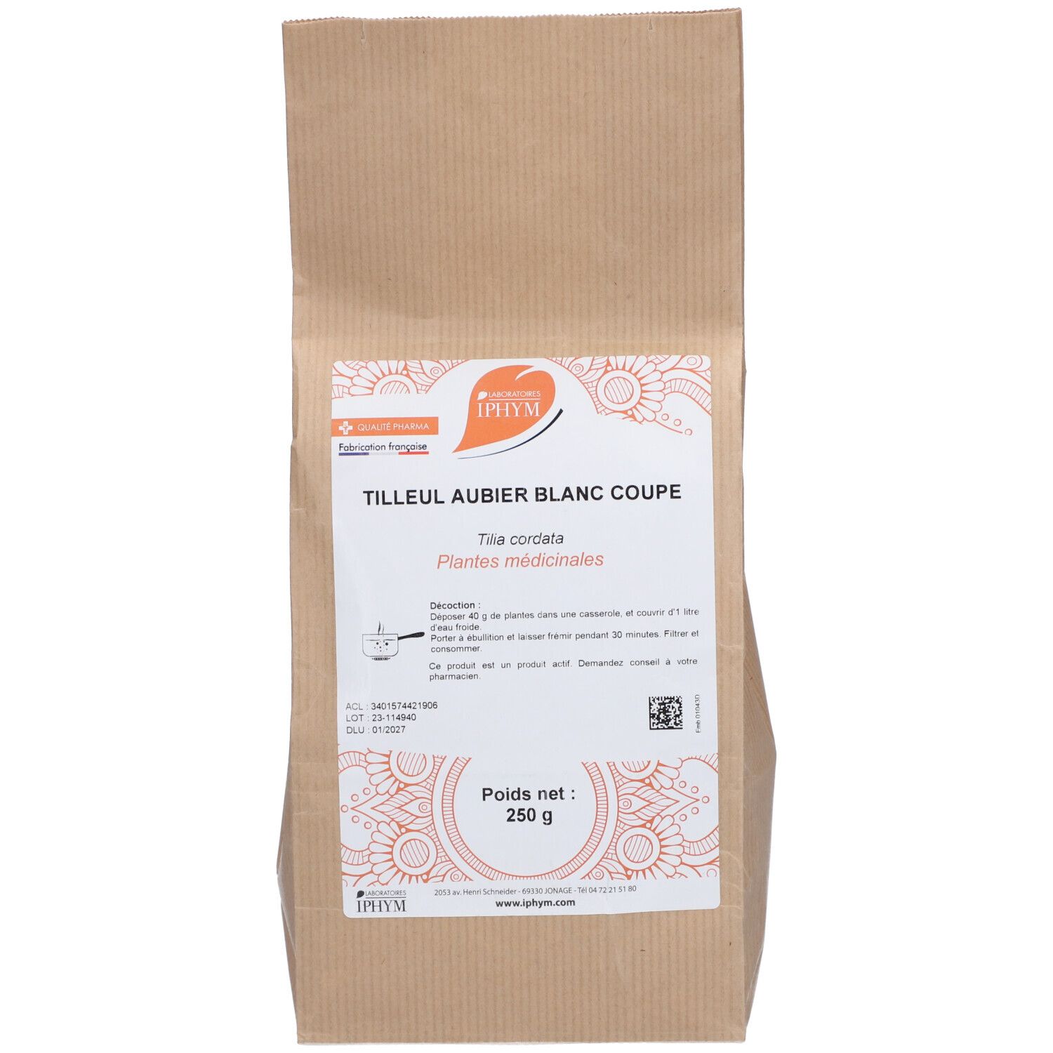 Laboratoires IPHYM Tilleul Aubier Blanc Coupé