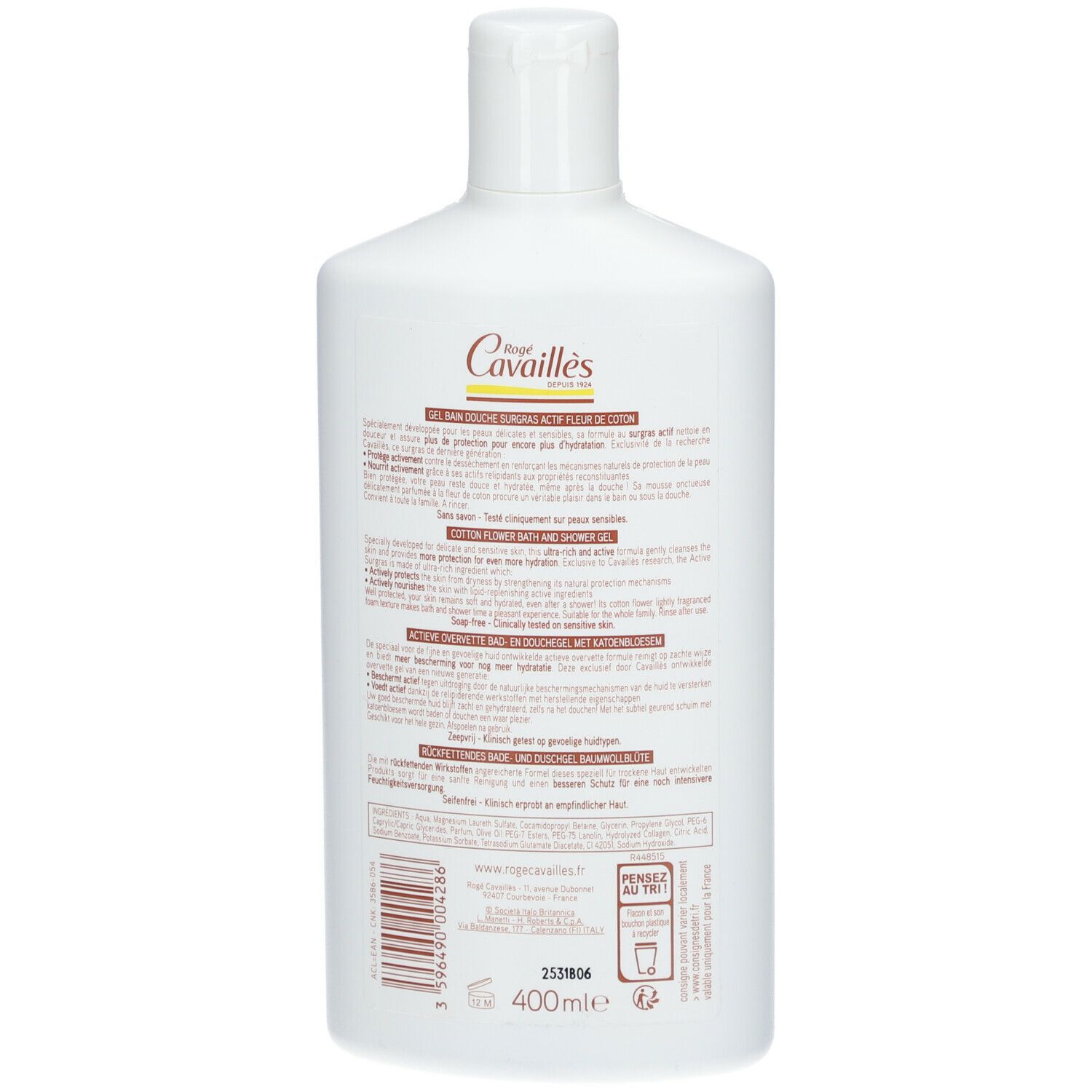 Rogé Cavaillès Gel bain et douche Surgras actif Fleur de coton