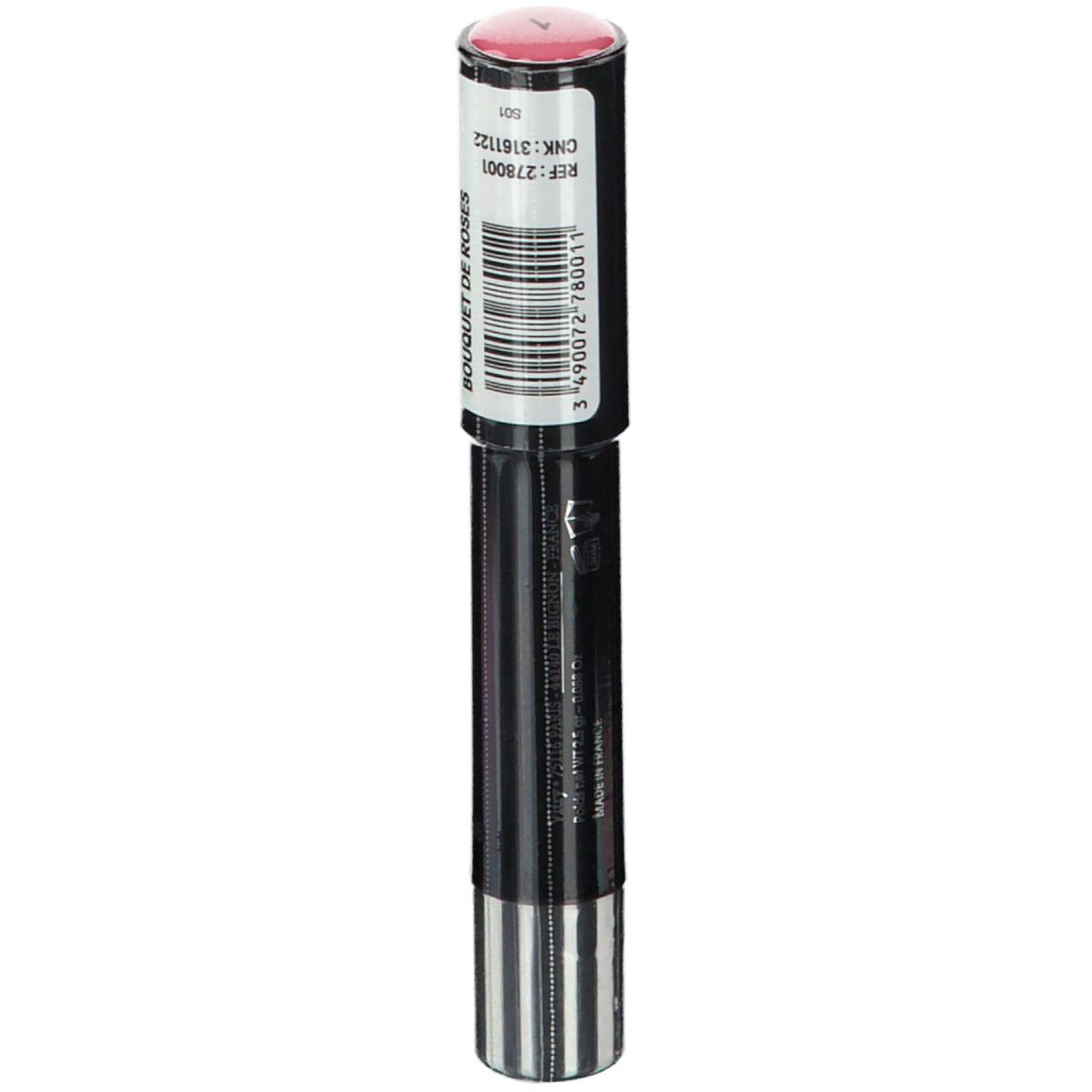 Rouge à lèvres avec étiquette. Inscription: Bouquet de Roses. Code-barres. Marque Vitry.