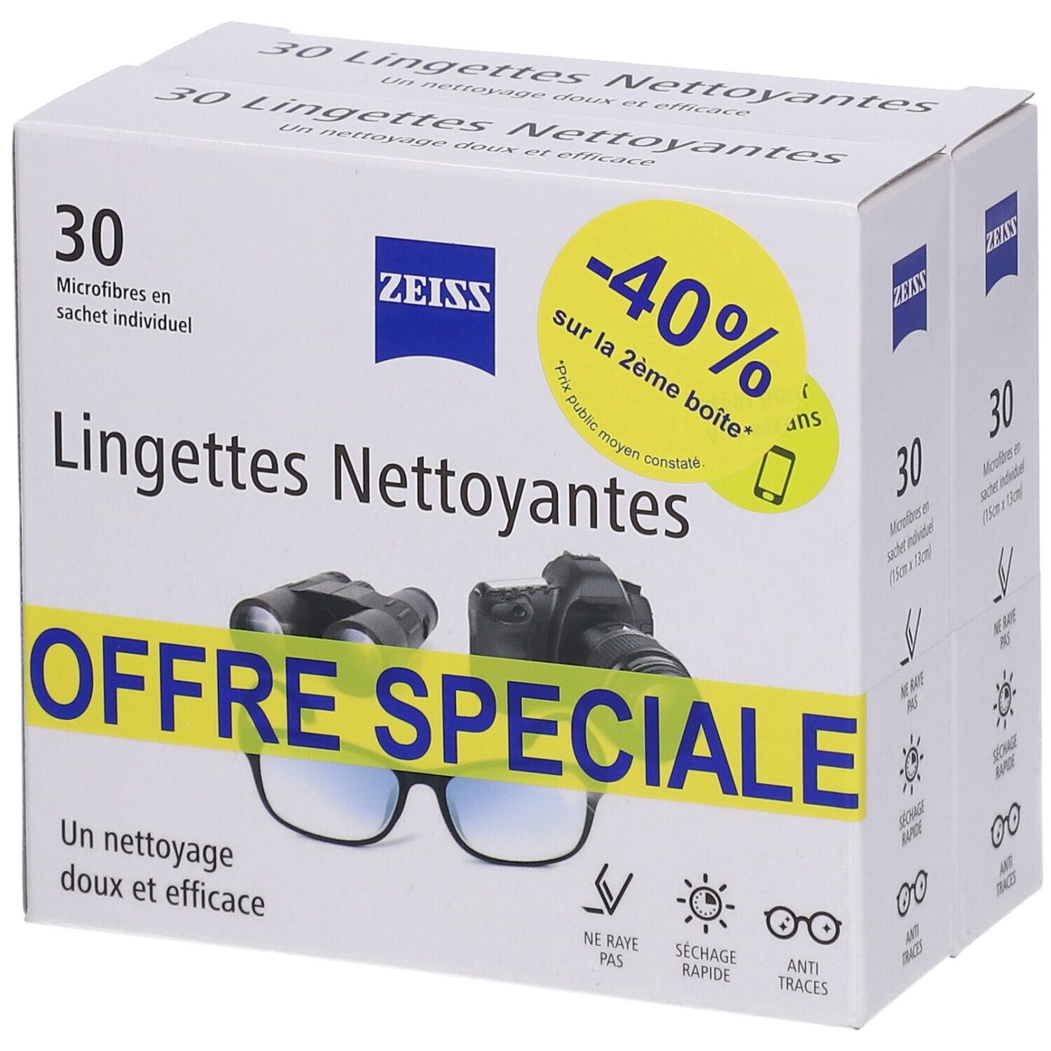 Zeiss Lingettes Nettoyantes Lunettes 30 Unités X2