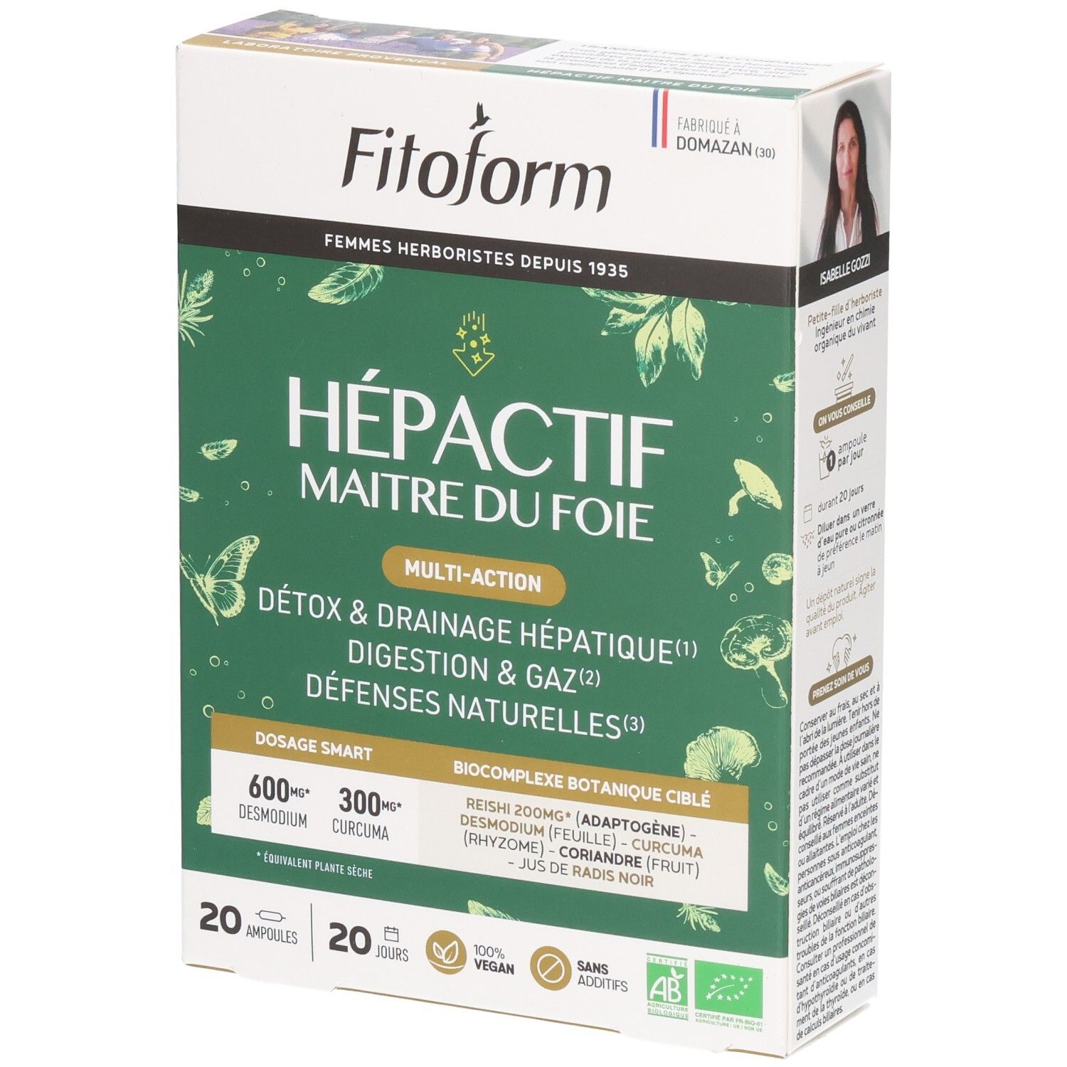 Boîte Fitoform Hepactif "Maître du Foie" multi-action pour le foie, la digestion et les défenses naturelles.