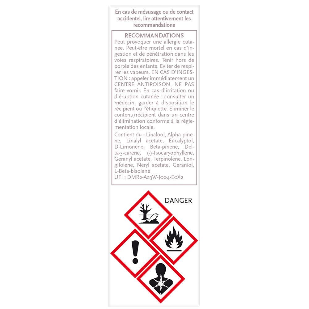 Arrière de la boîte Phytosun Arôms Complexe avec consignes de sécurité et ingrédients.