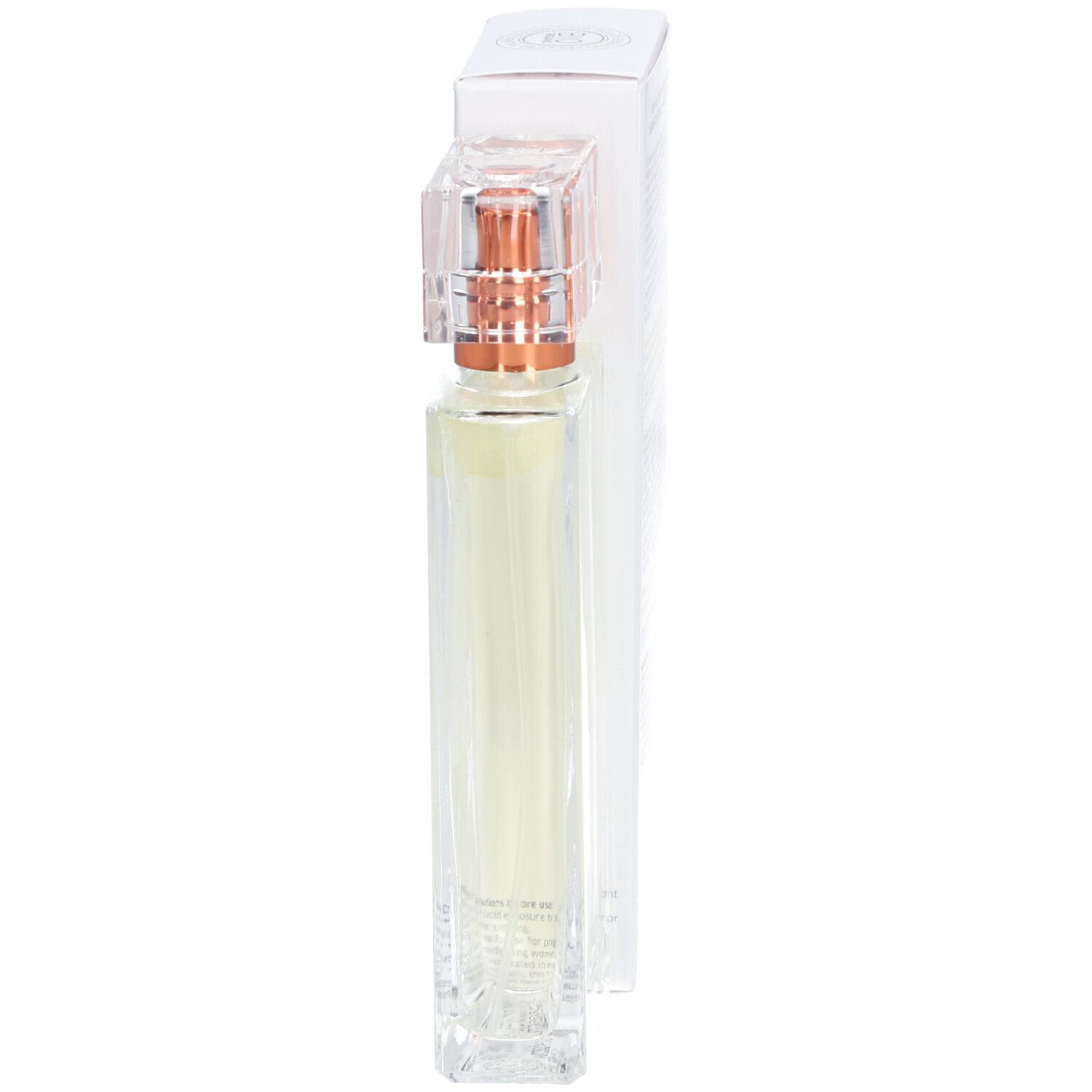 Flacon fin avec vaporisateur et emballage. Inscription: Florame. Nom du produit illisible.