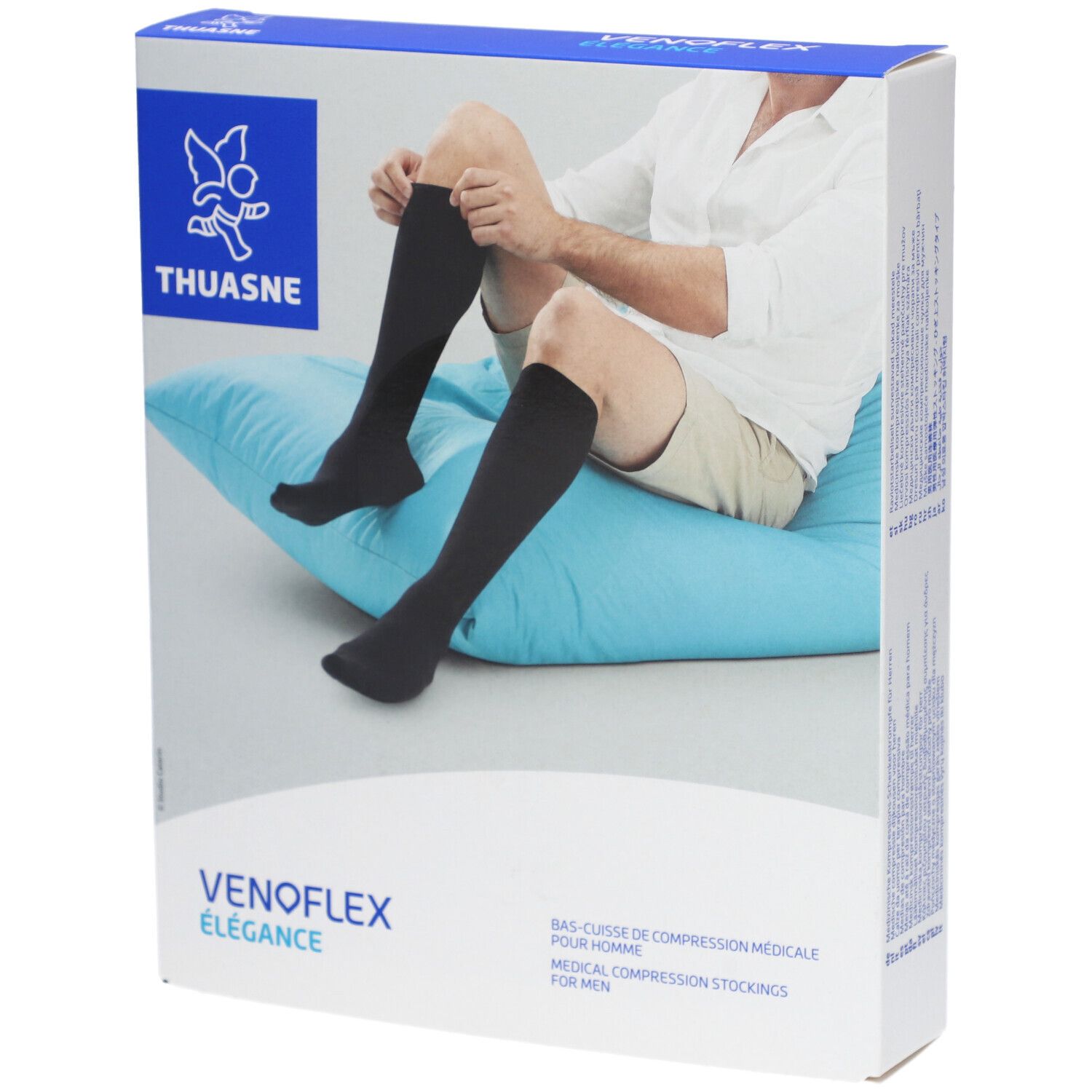 VÉNOFLEX 2 ELÉGANCE - Bas cuisse médical de compression antiglisse classe 2 Homme T4N noir