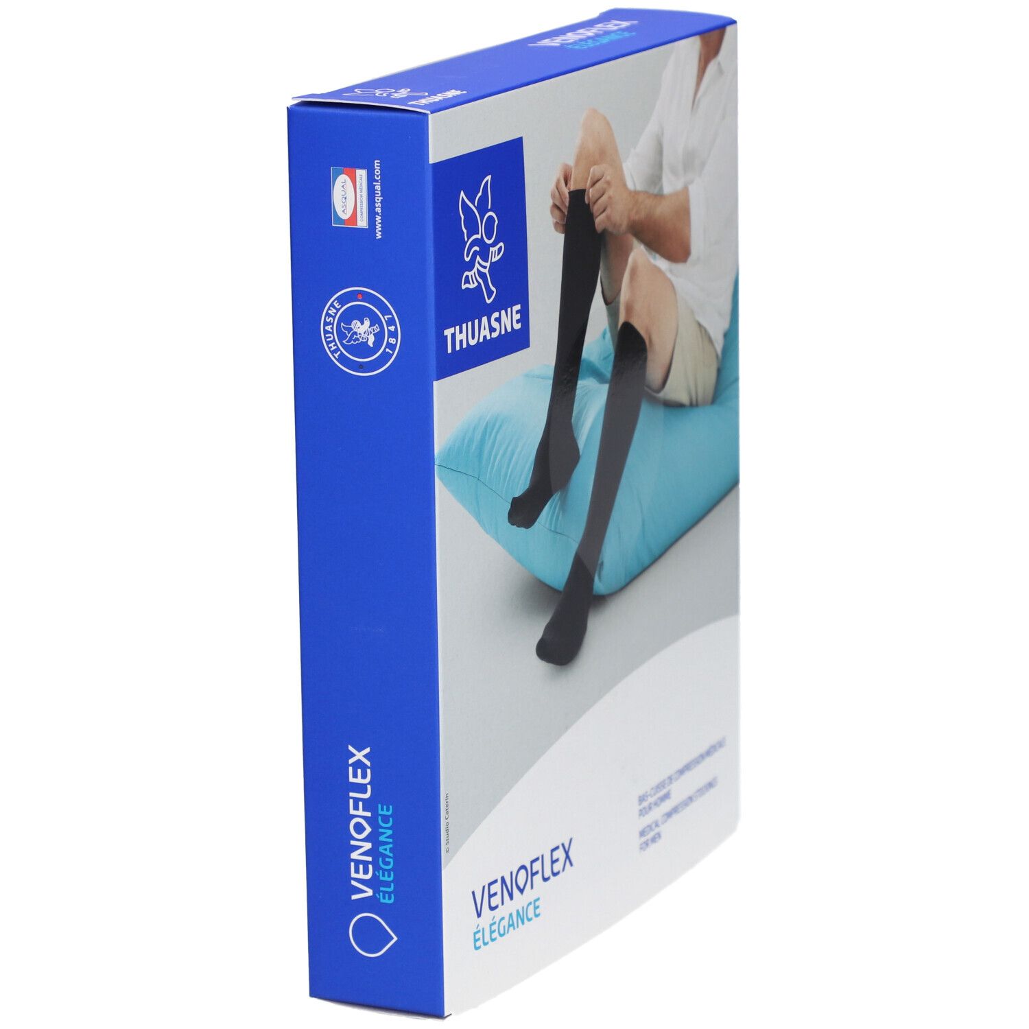 VÉNOFLEX 2 ELÉGANCE - Bas cuisse médical de compression antiglisse classe 2 Homme T4N noir