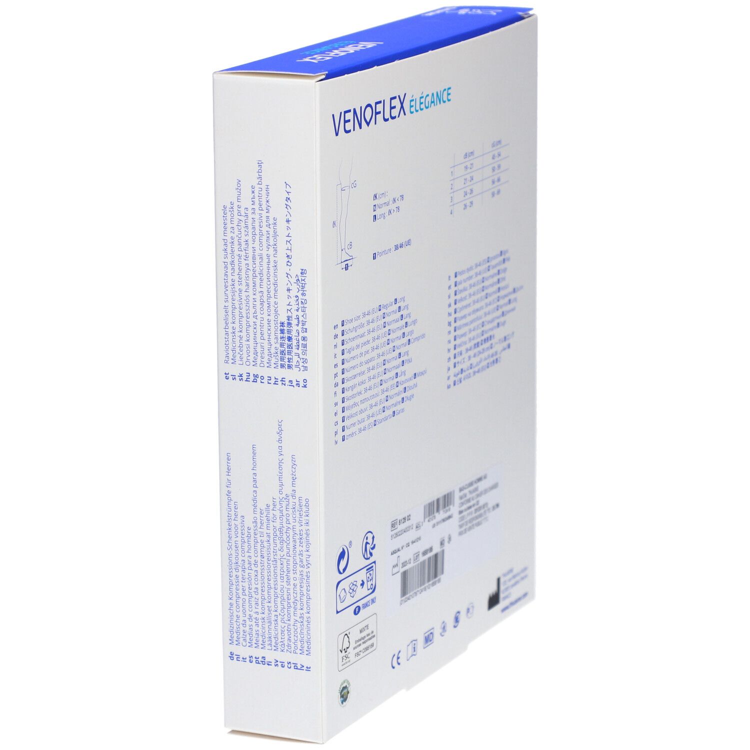 VÉNOFLEX 2 ELÉGANCE - Bas cuisse médical de compression antiglisse classe 2 Homme T4N noir