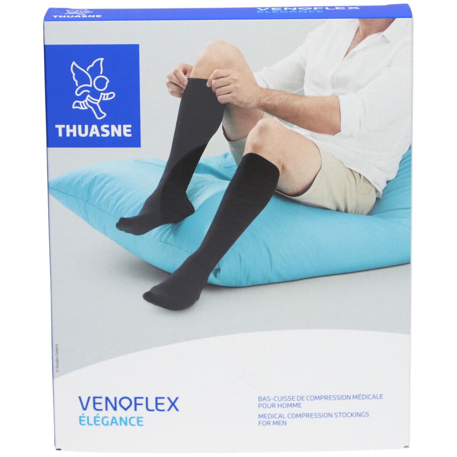 VÉNOFLEX 2 ELÉGANCE - Bas cuisse médical de compression antiglisse classe 2 Homme T4N noir