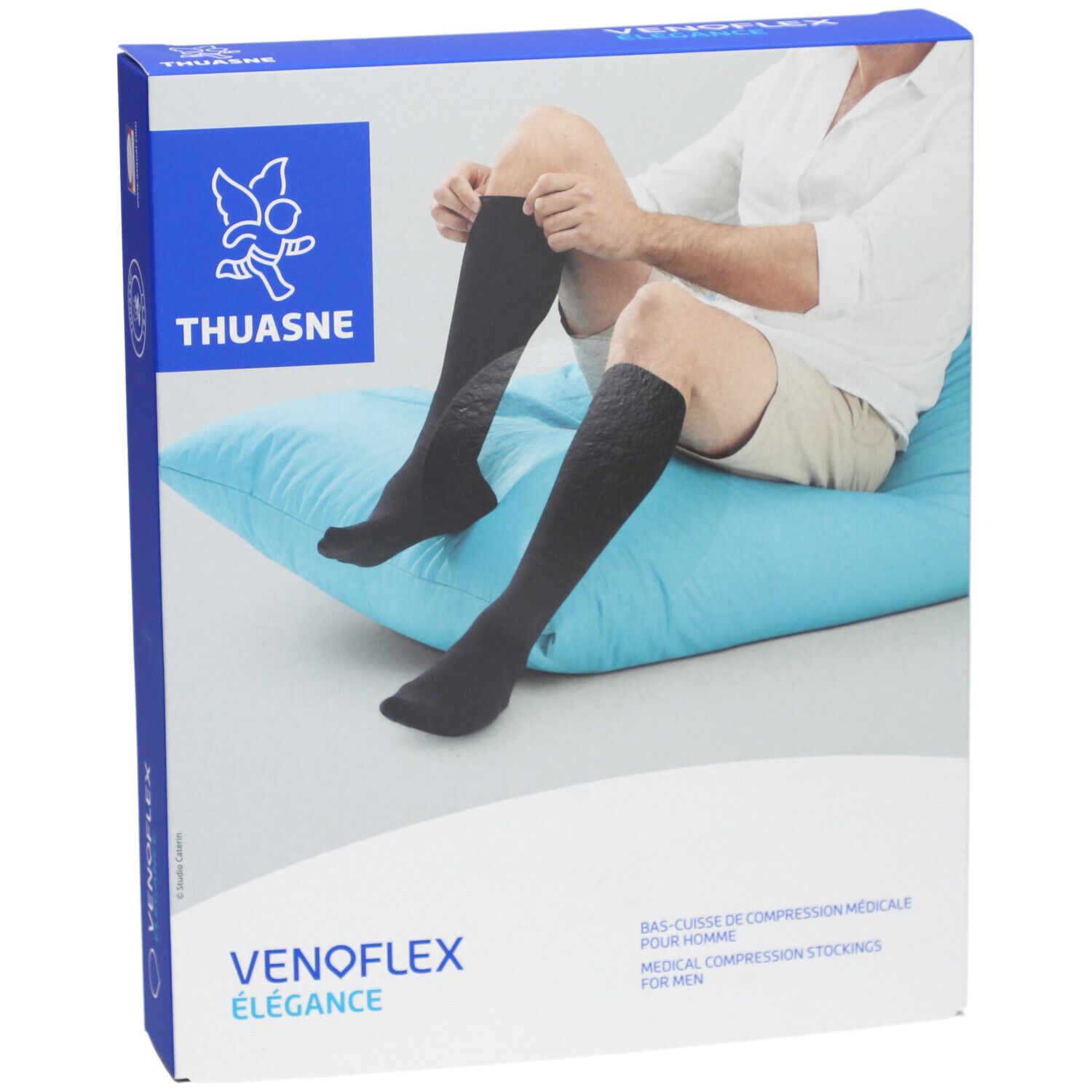 VÉNOFLEX 2 ELÉGANCE - Bas cuisse médical de compression antiglisse classe 2 Homme T4N noir