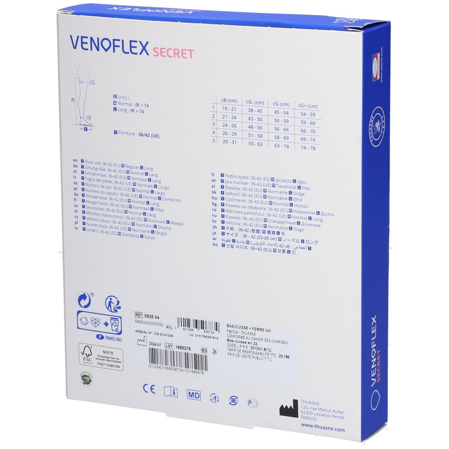 VÉNOFLEX 2 SECRET PLUS - Bas cuisse médical de compression antiglisse classe 2, femme