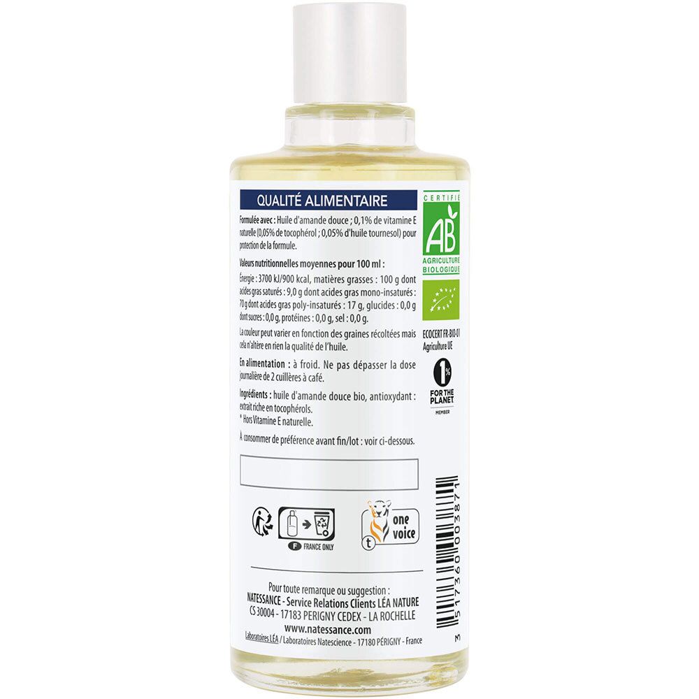 Natessance Huile d'Amande Douce Bio 100 % Pure