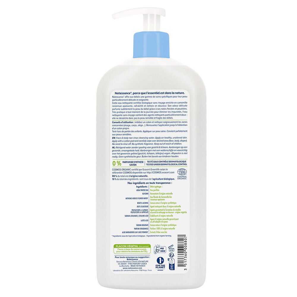 Natessance Eau Nettoyante Visage et Corps à la Camomille Apaisante