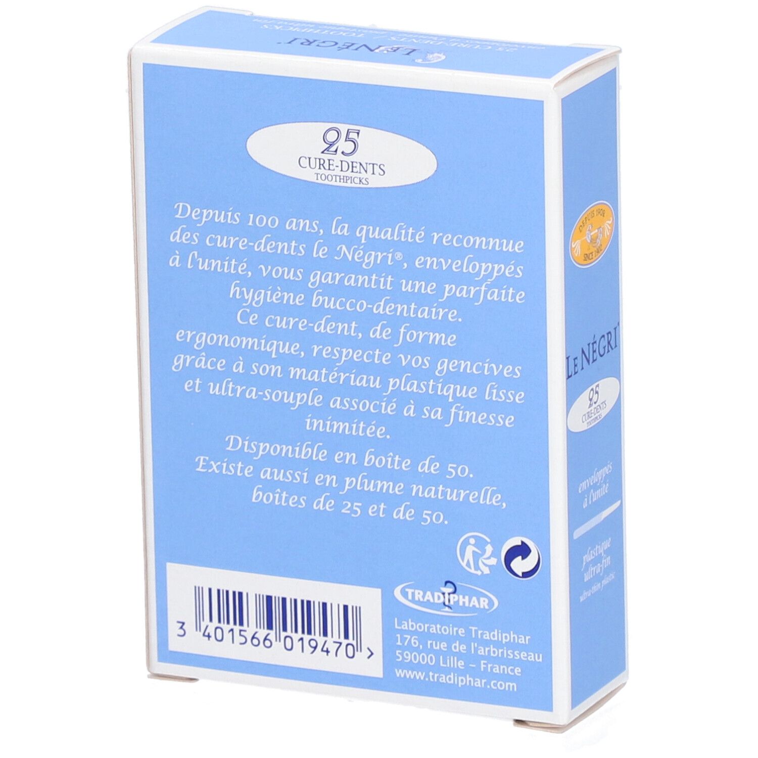 NÉGRI - Cure-dents en plastique, modèle fin.  - bt 25