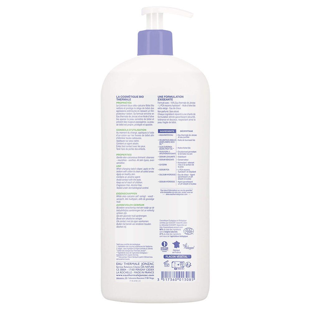 Jonzac Bébé Bio Liniment Oléo-Calcaire Doux Nettoyant Siège