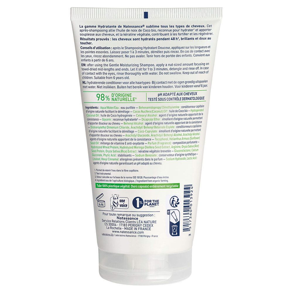 Natessance Après-Shampooing Coco et Kératine Végétale Tous Types de Cheveux
