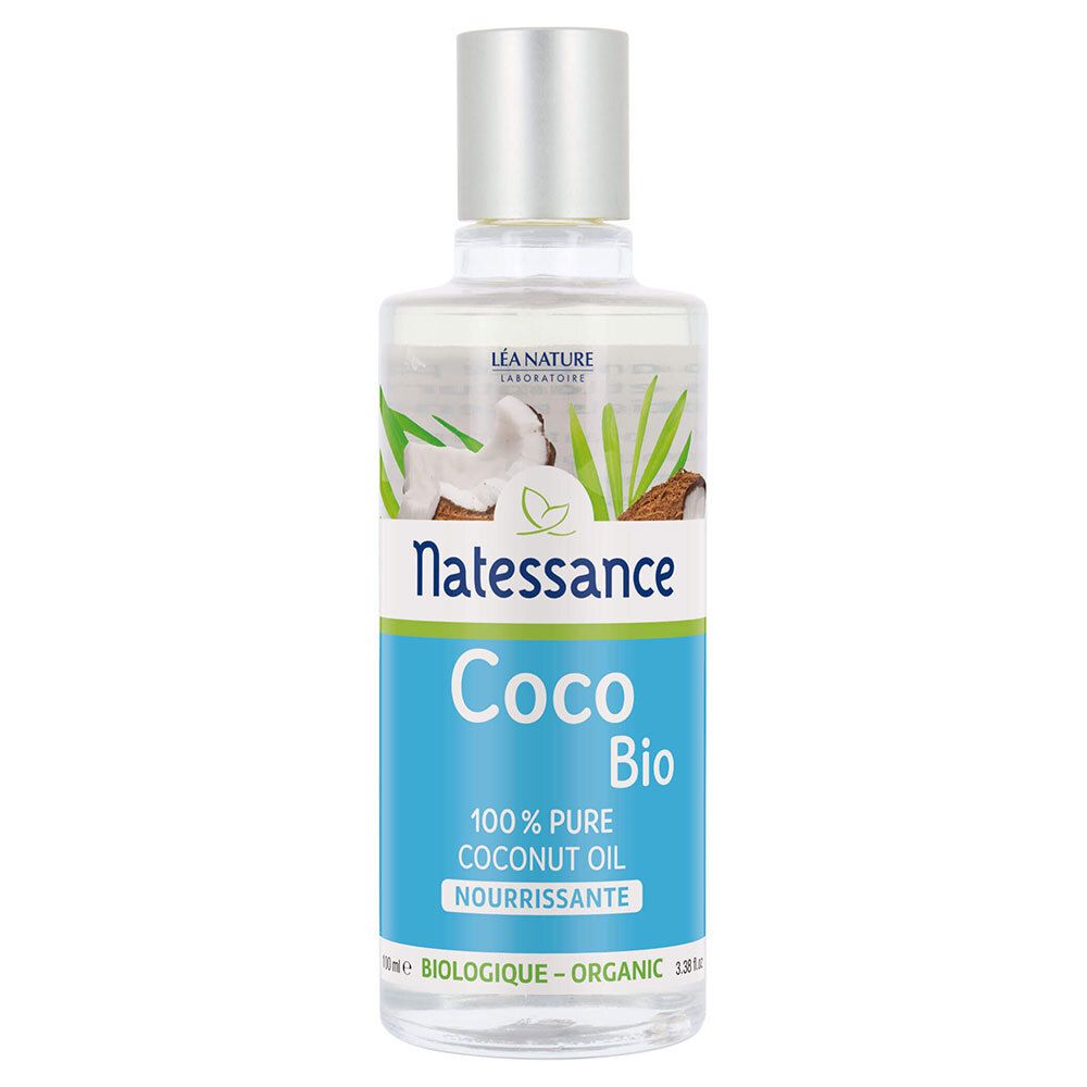 Natessance Huile de Coco Bio 100 % Pure Pressée à Froid Usage Polyvalent