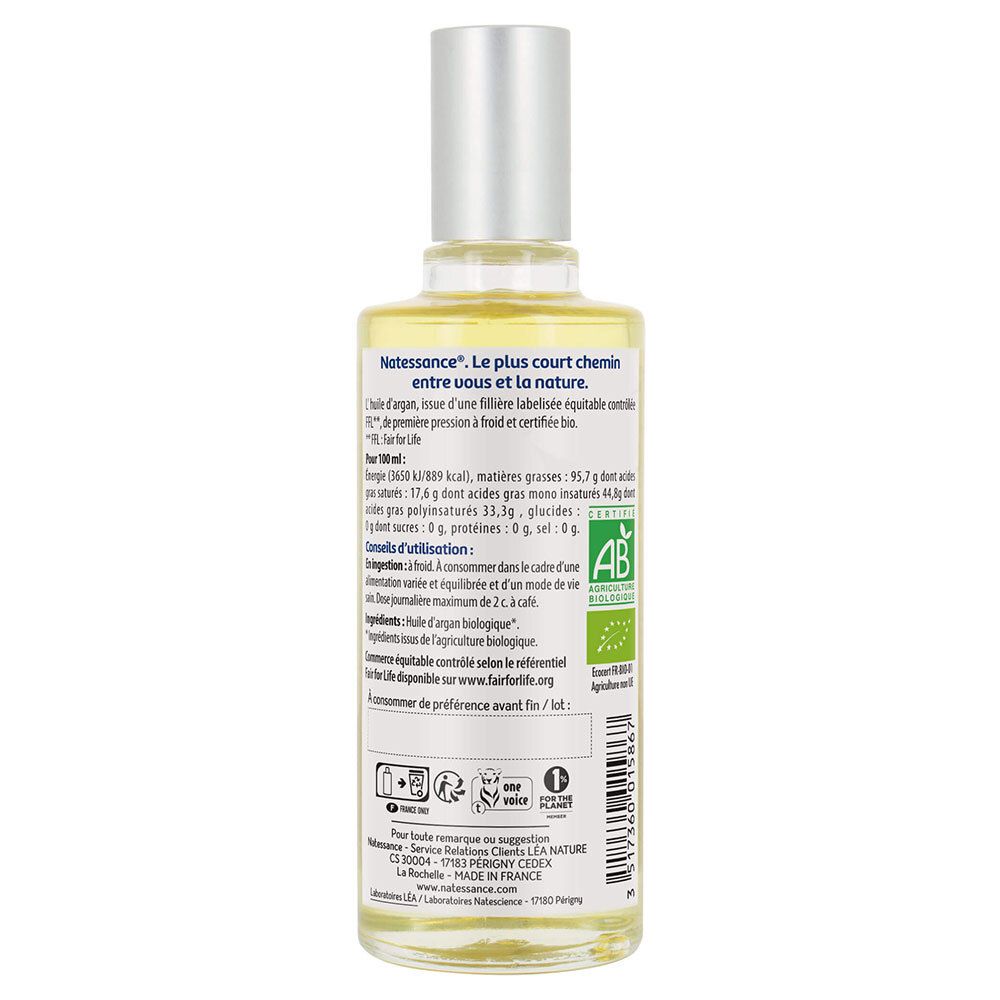 Natessance Huile d’Argan Bio Équitable 100 % Pure