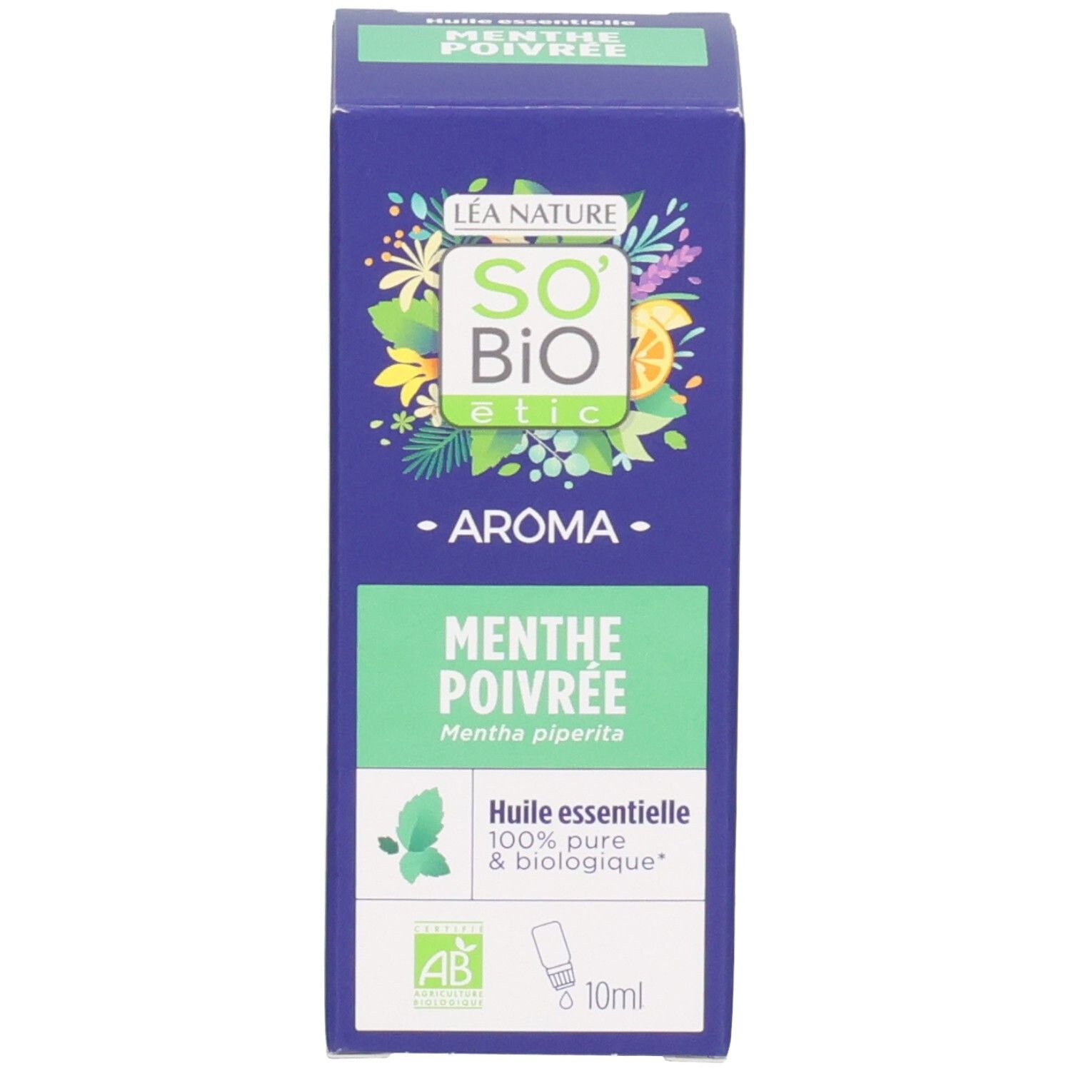 Boîte "So' Bio Etic Aroma Menthe Poivrée", 100% pure et biologique.