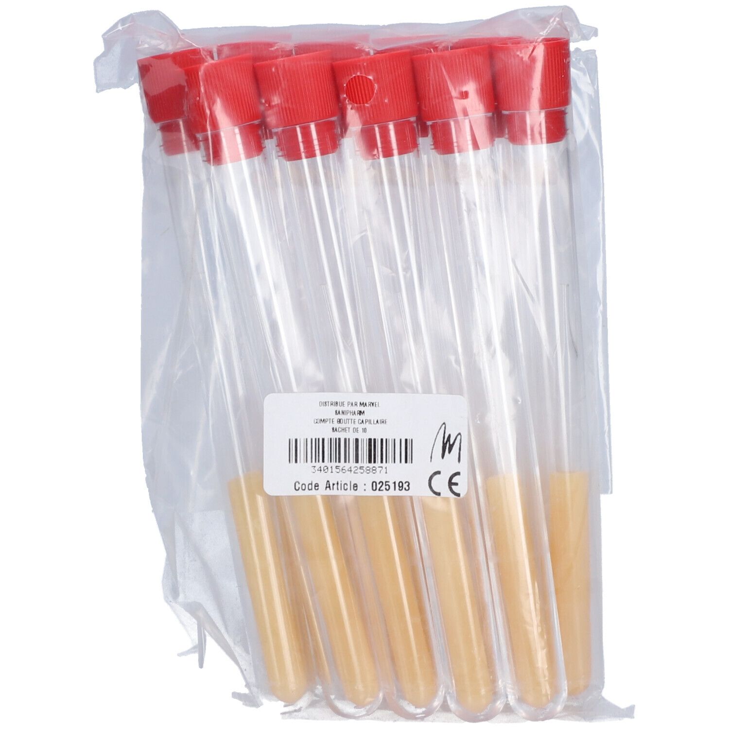 SANIPHARM COMPTE GOUTTE - Compte gouttes capillaire bout caoutchouc  - sachet 10