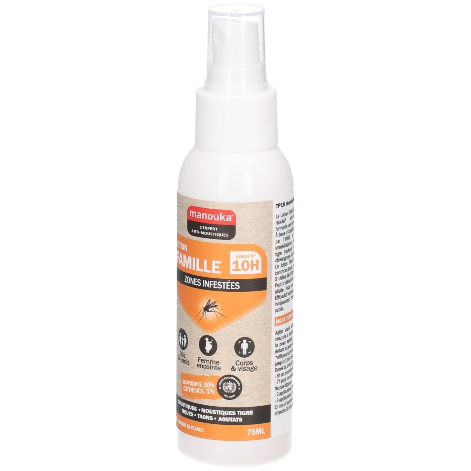 Manouka Lotion Famille Répulsif Corps & Visage, 75ml.