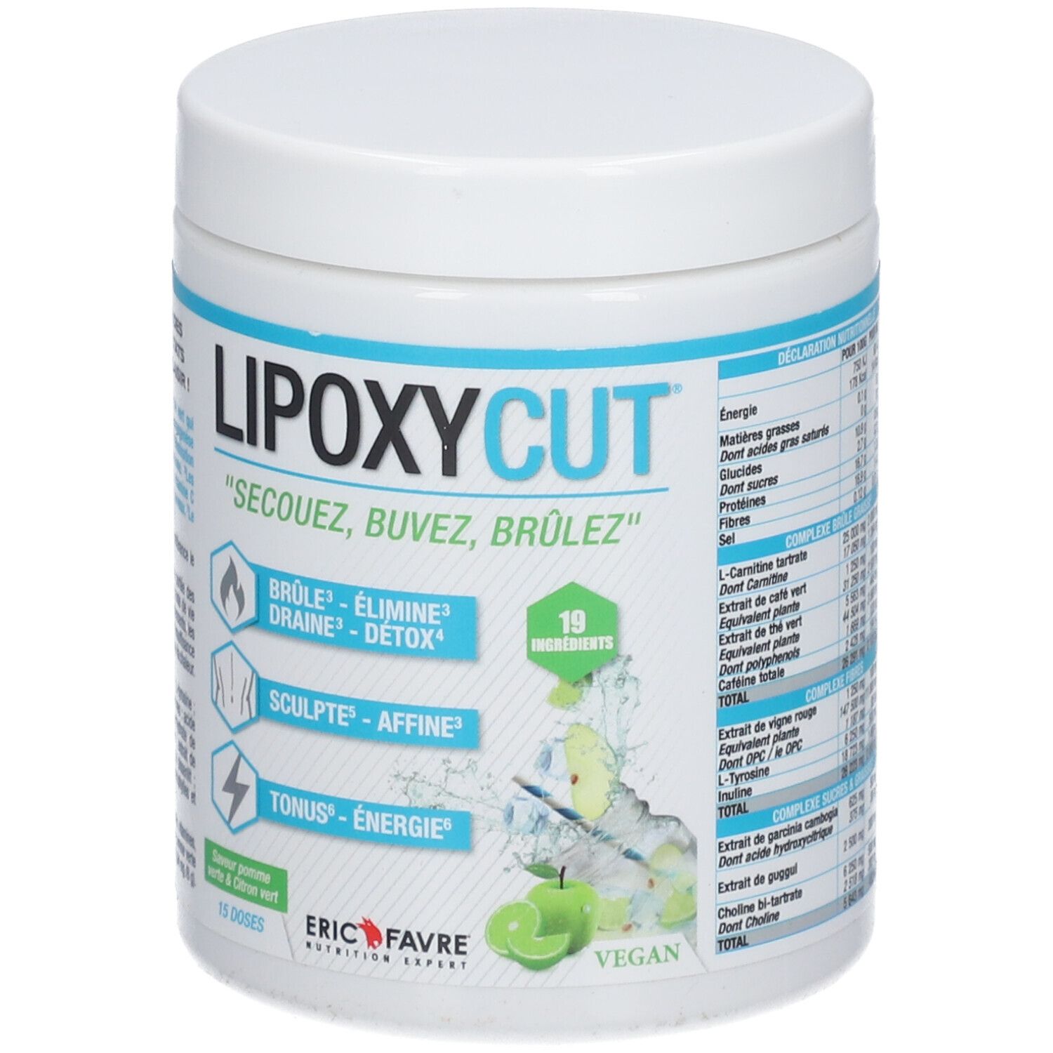 ERIC FAVRE Lipoxycut Vegan - Brûleur De Graisses Saveur Pomme Verte Citron