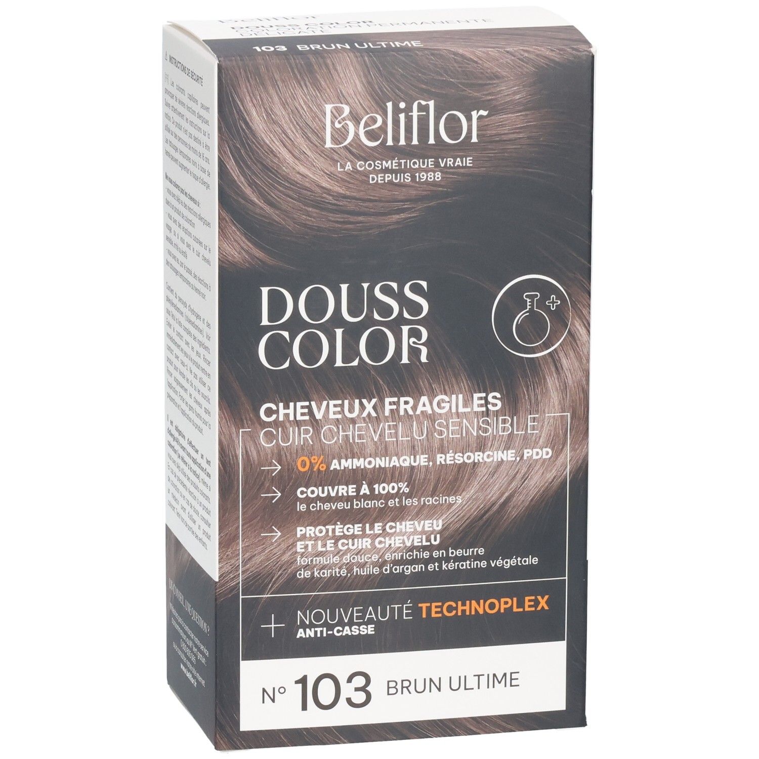 Beliflor Douss Color N°103 Brun Ultime coloration cheveux fragiles, 0% ammoniaque.