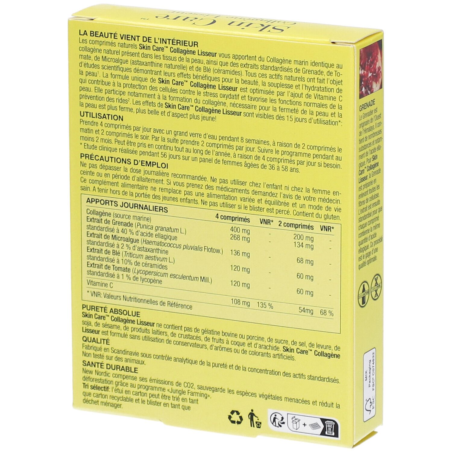 SKIN CARE COLLAGÈNE LISSEUR - Comprimé, complément alimentaire à base de plantes, collagèn