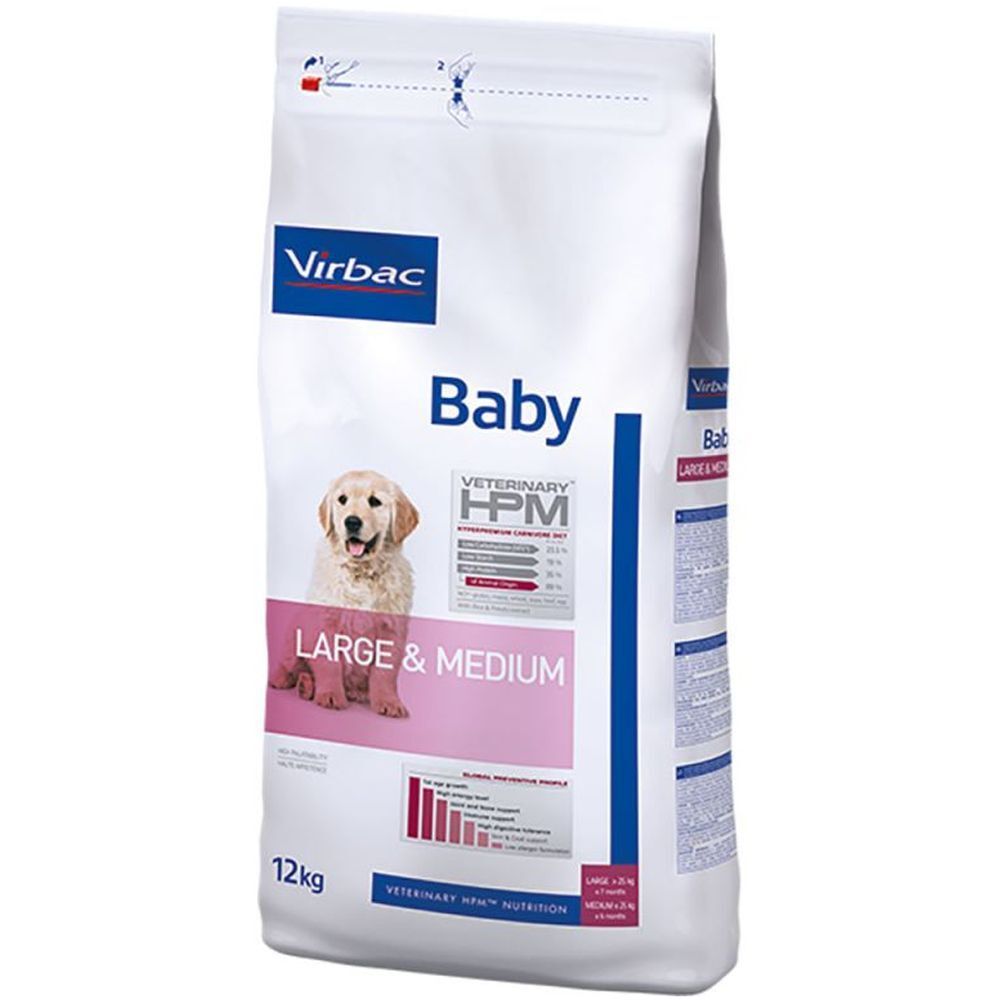 VETERINARY HPM DOG BABY LARGE & MEDIUM - Croquette, aliment complet pour chiot de grande r