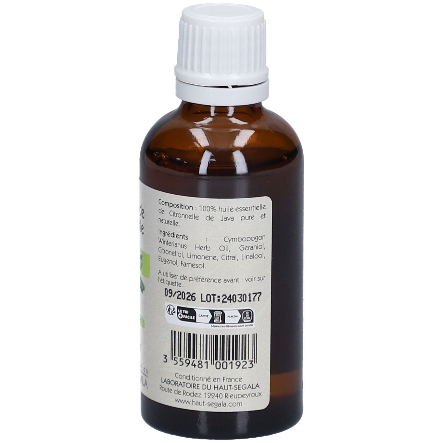 Laboratoire du Haut-Ségala Essence de Citronnelle Huile Essentielle