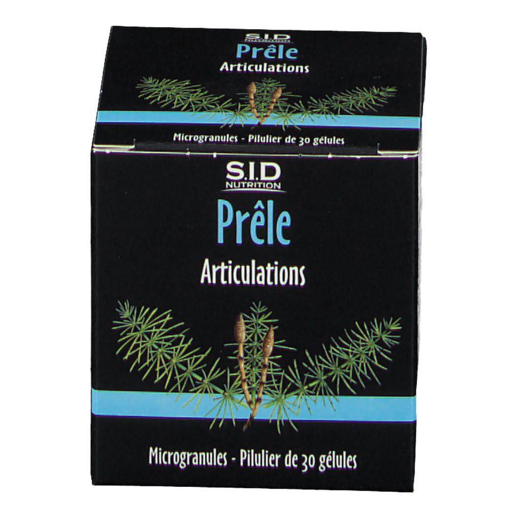 Face avant de la boîte SID Nutrition Prêle Articulations, 30 gélules.