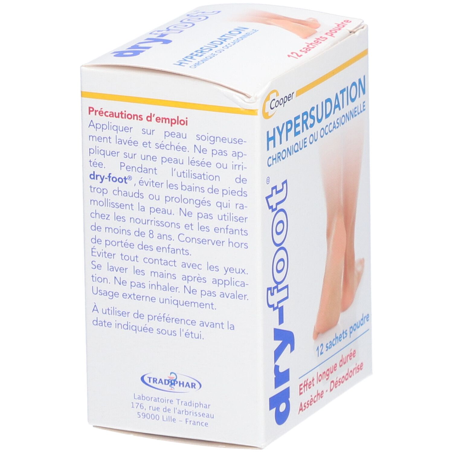 DRY - FOOT POUDRE ANTITRANSPIRANTE SACHET - Poudre podologique antitranspirante.  - bt 12