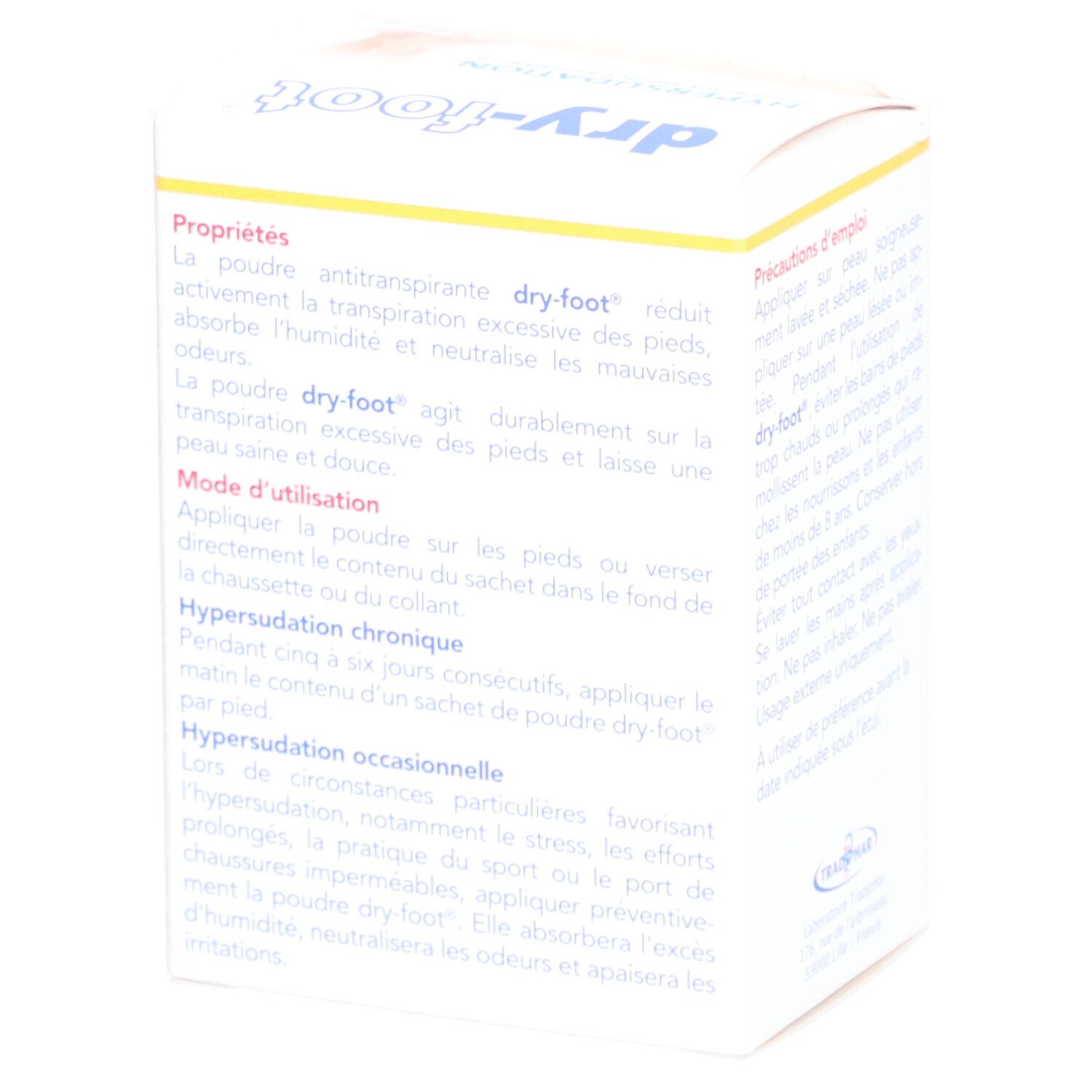 DRY - FOOT POUDRE ANTITRANSPIRANTE SACHET - Poudre podologique antitranspirante.  - bt 12