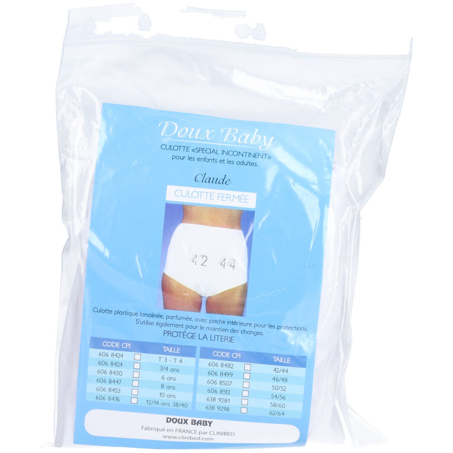 CLAUDE DOUX BABY - Culotte fermée, pour enfant, adolescent ou adulte. taille 42 - 44 - uni