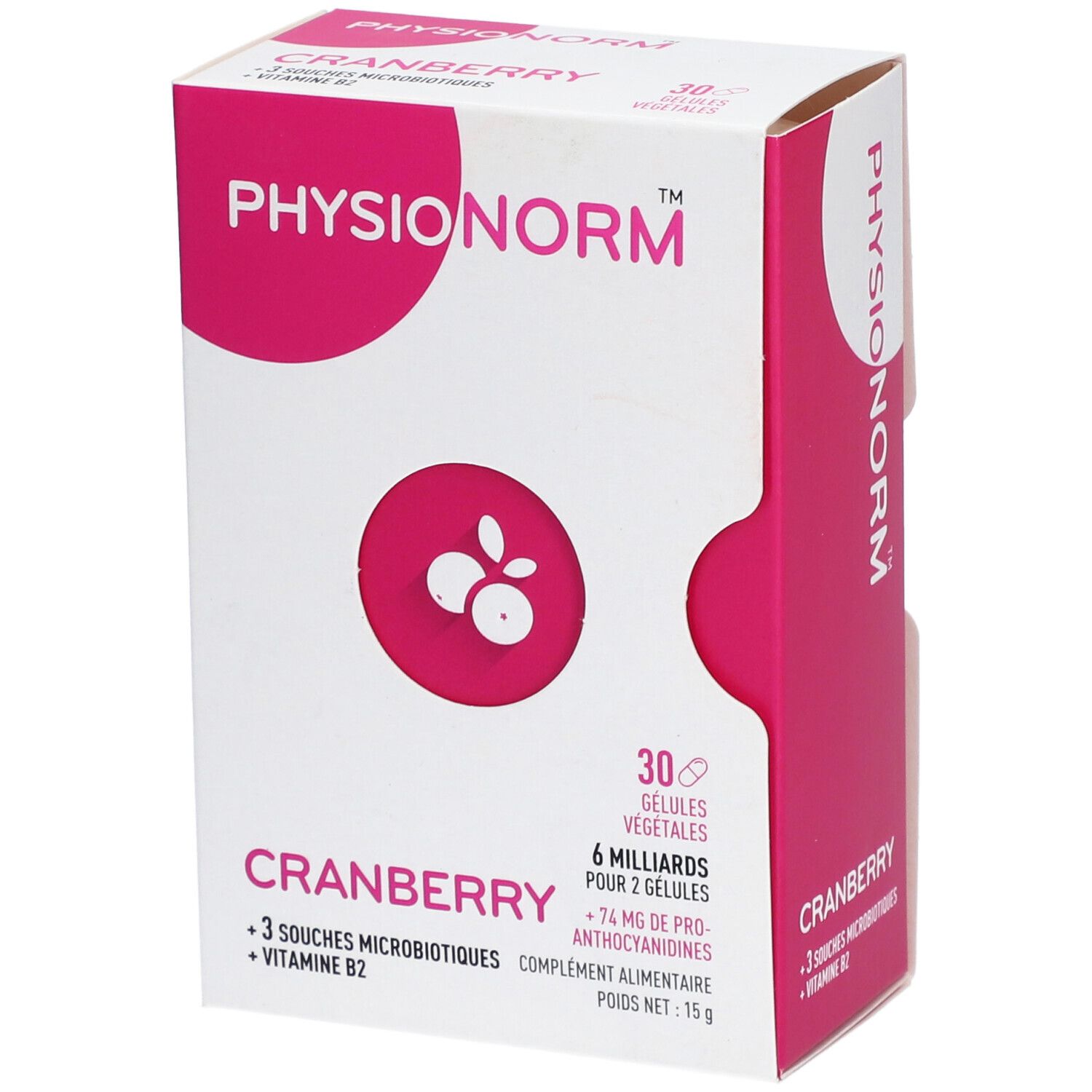 PHYSIONORM CRANBERRY - Gélule, complément alimentaire aux  ferments lactiques, cranberry e