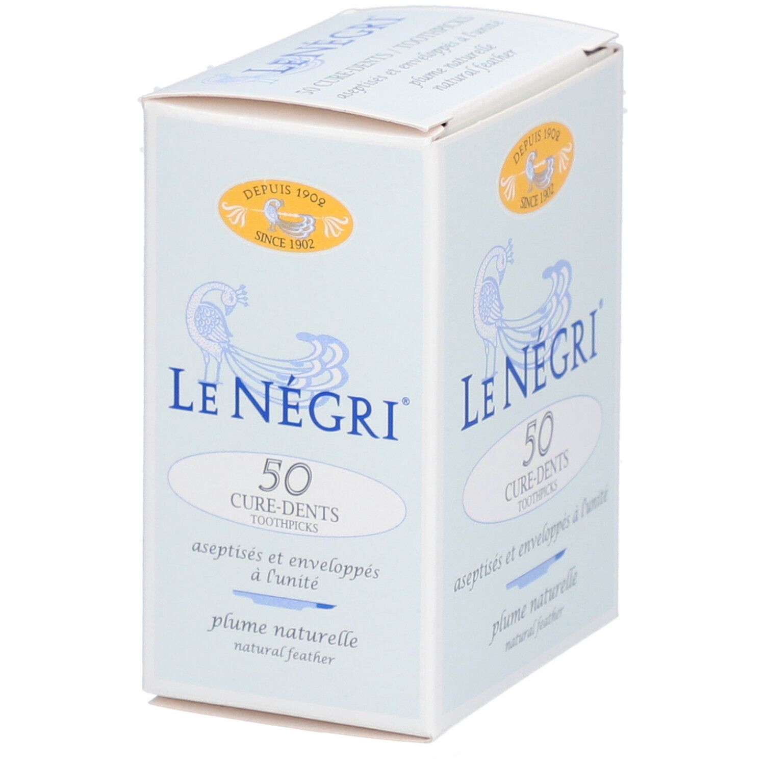 LE NÉGRI CURE - DENTS - Cure-dents en plume naturelle, stérile.  - bt 50