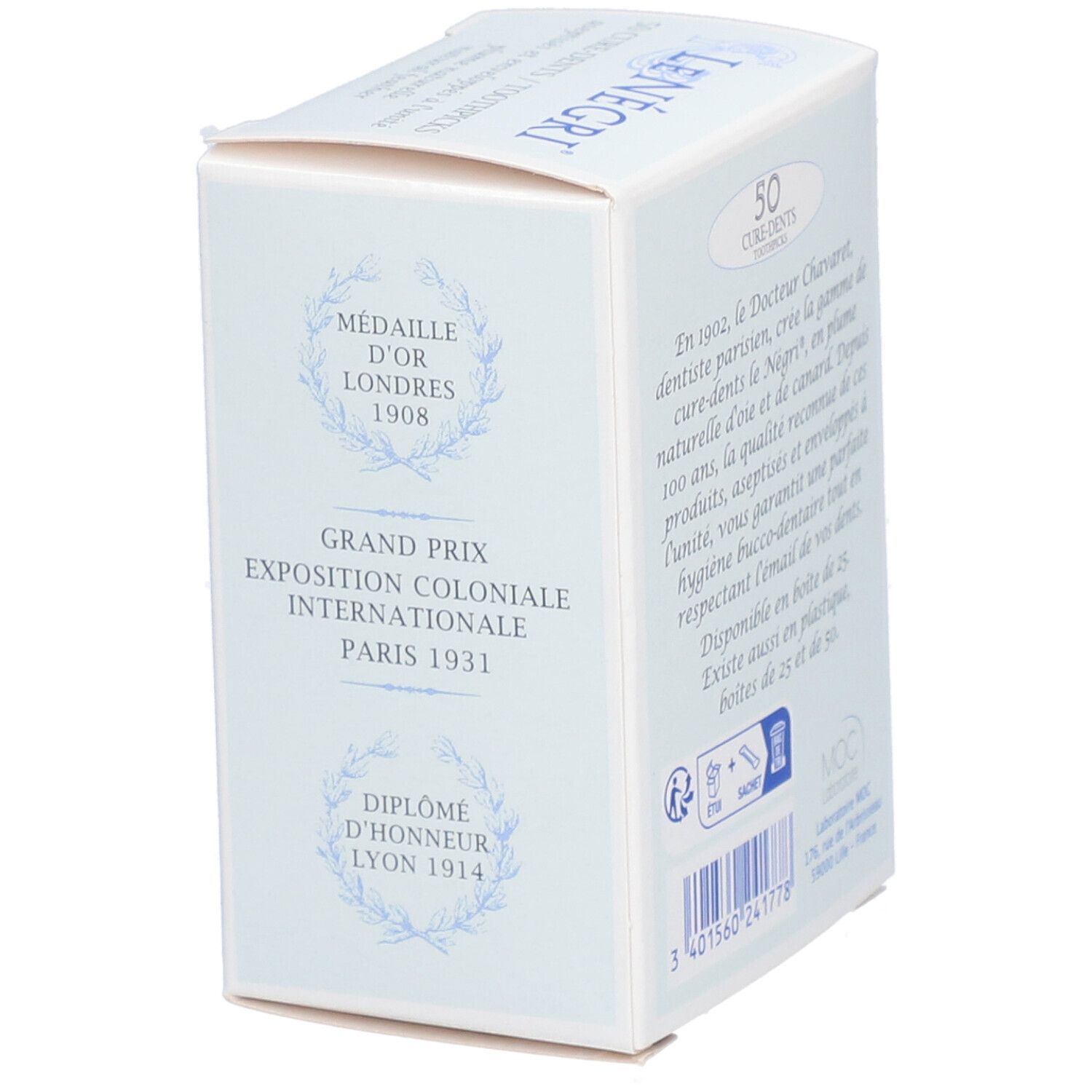 LE NÉGRI CURE - DENTS - Cure-dents en plume naturelle, stérile.  - bt 50
