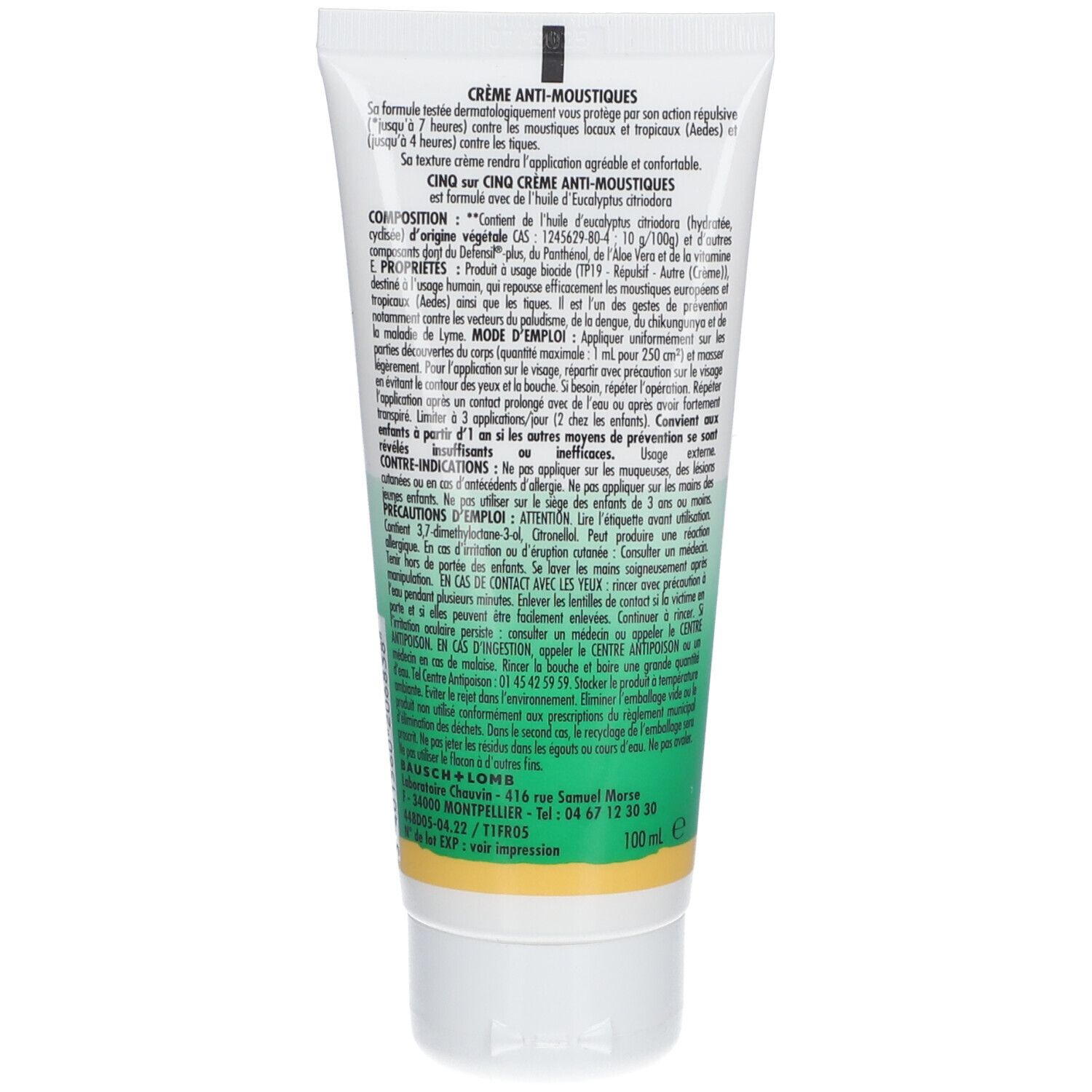 CINQ SUR CINQ Crème Anti-Moustiques Peaux Sensibles - Formule Defensil Plus