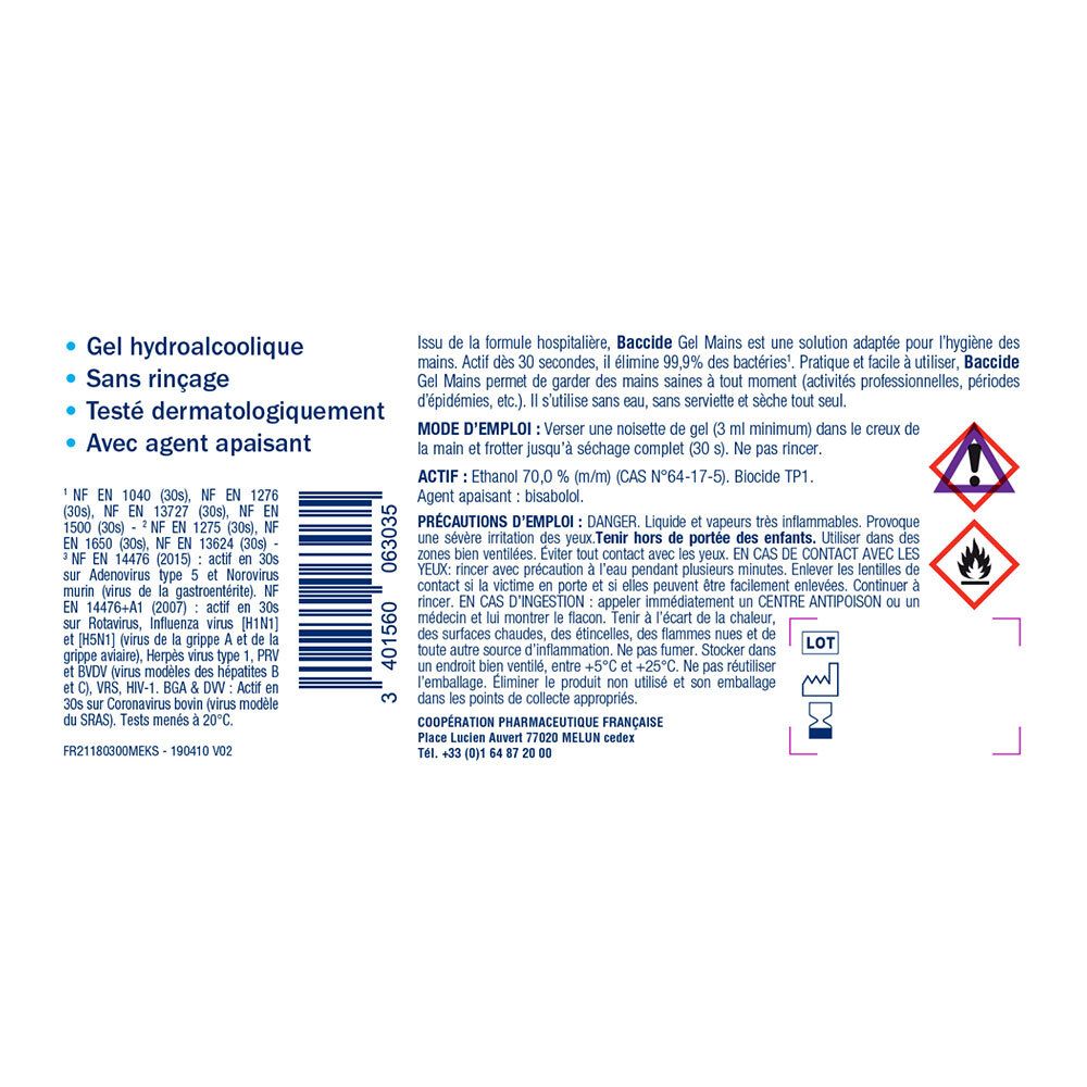 BACCIDE  Gel Hydroalcoolique 300ML ROSE