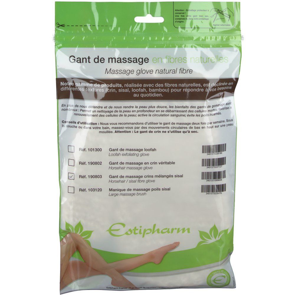 Estipharm Gant de massage Crins mélangés sisal