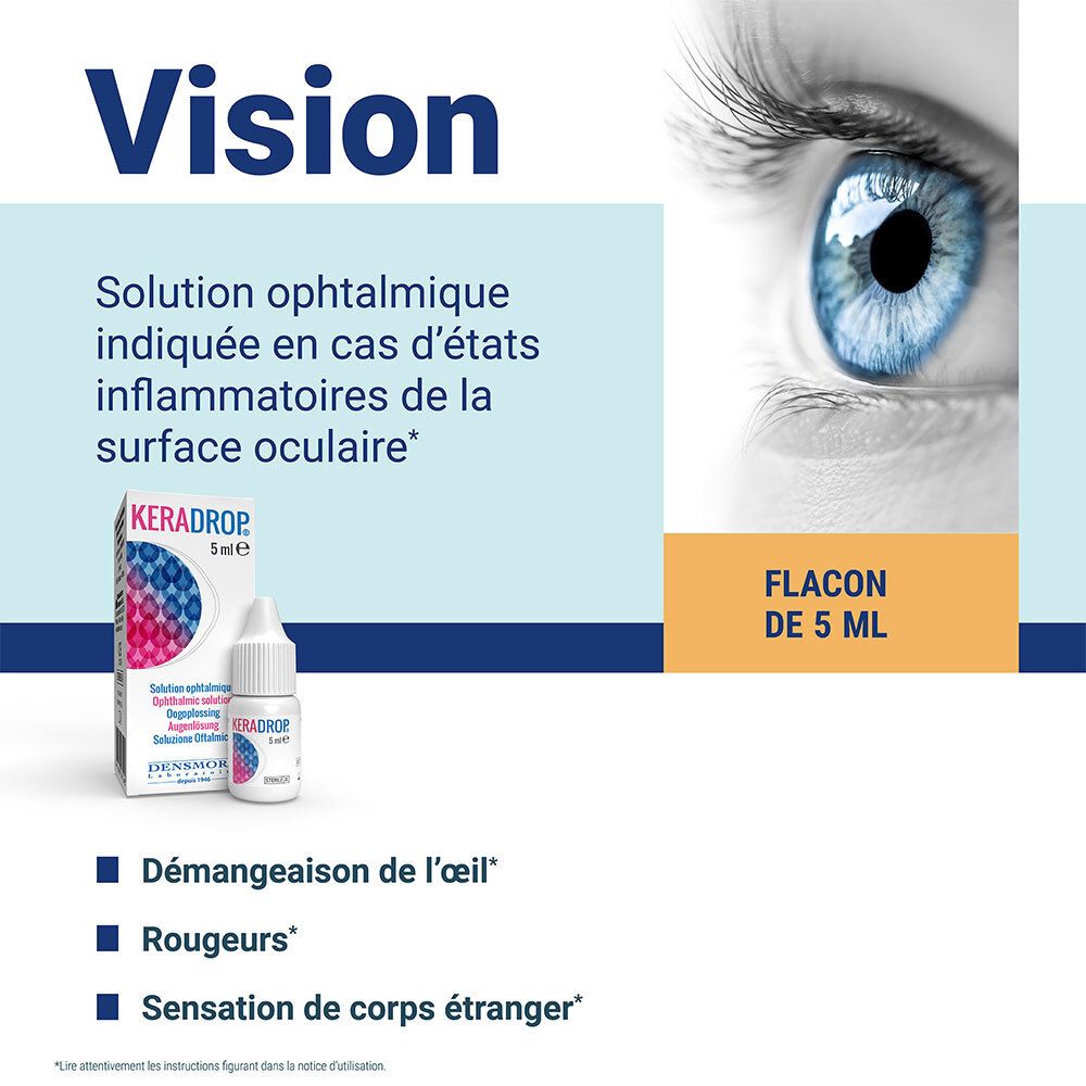 Densmore Keradrop® Solution ophtalmique - Etat inflammatoire de l'œil 5 mL