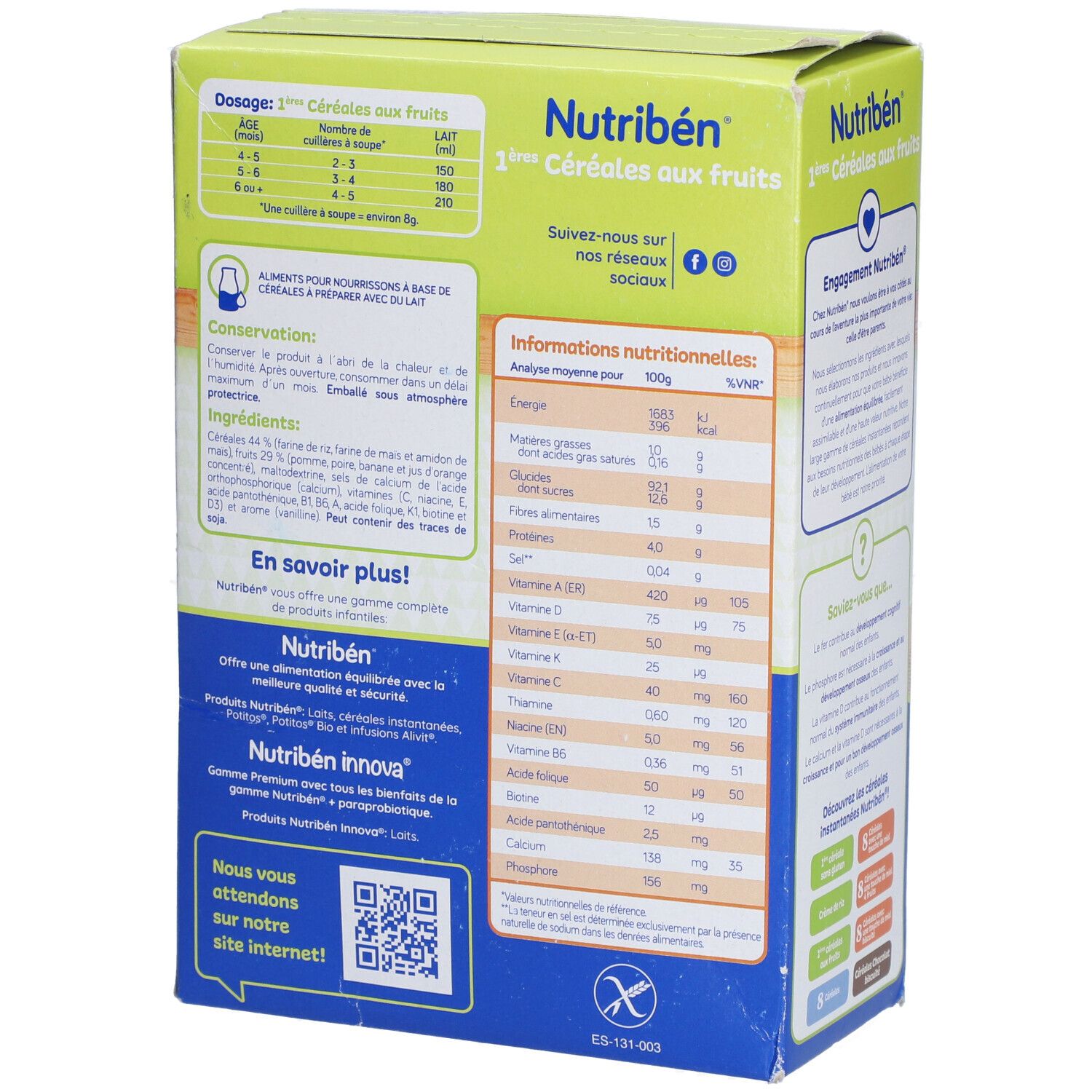 Nutribén® 1ères Céréales aux fruits, Maïs et riz