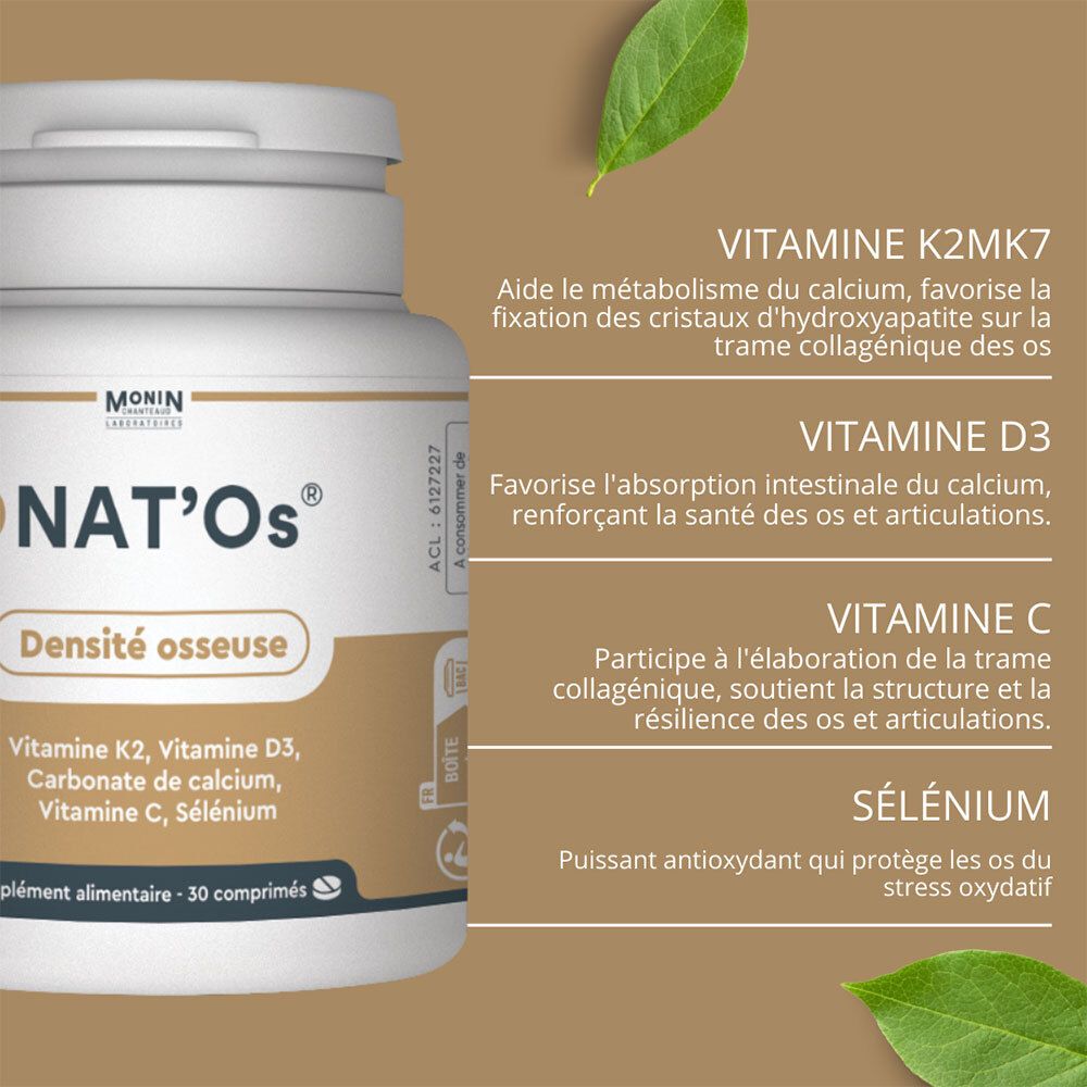 NAT'OS - Comprimé, complément alimentaire à base de vitamines et de minéraux.  - bt 30